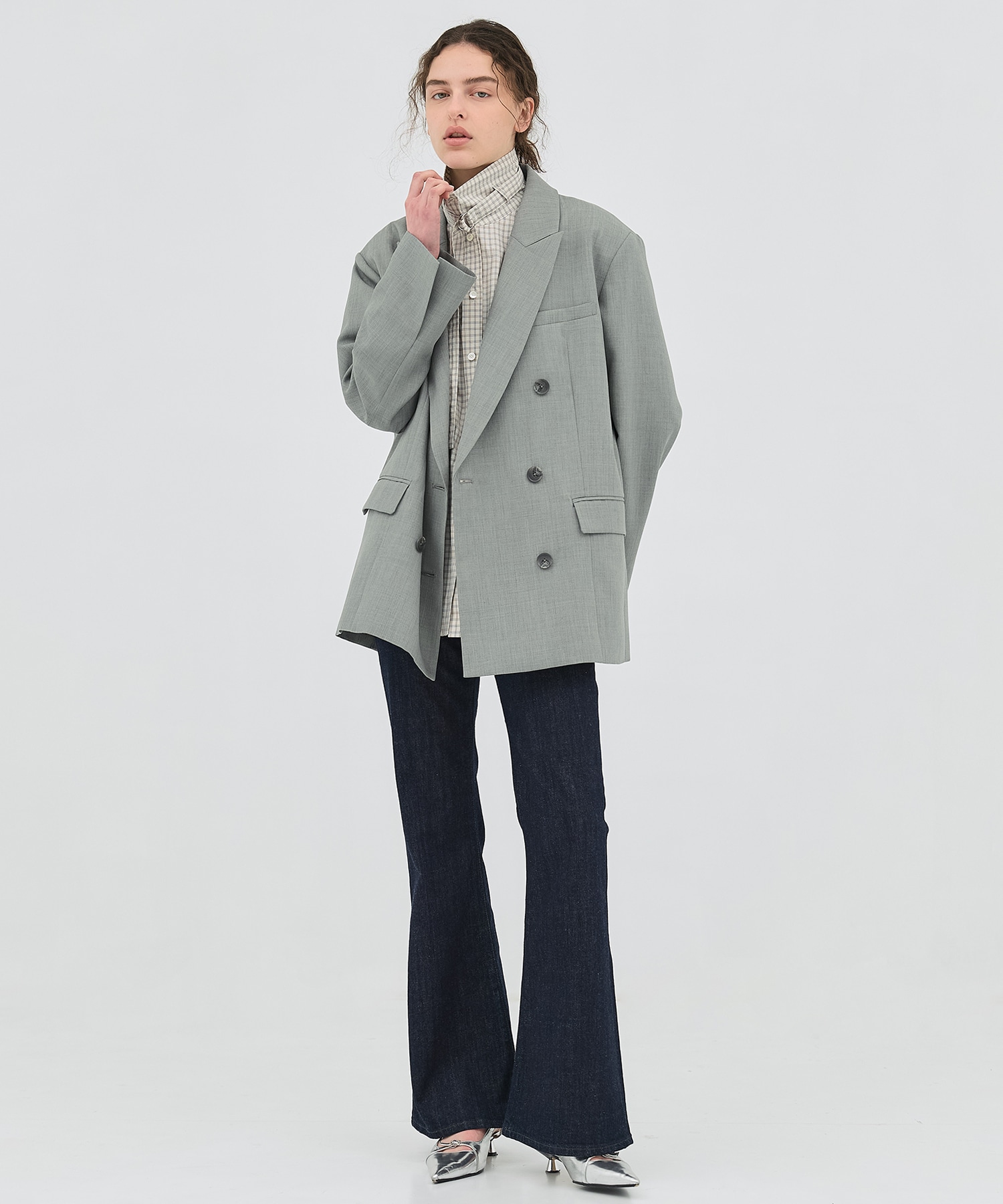 【再入荷｜残り2点】ミニチェックスタンドカラーシャツ