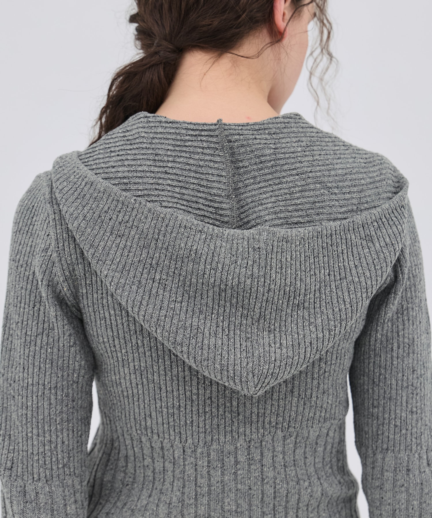 リブニットジップフーディ