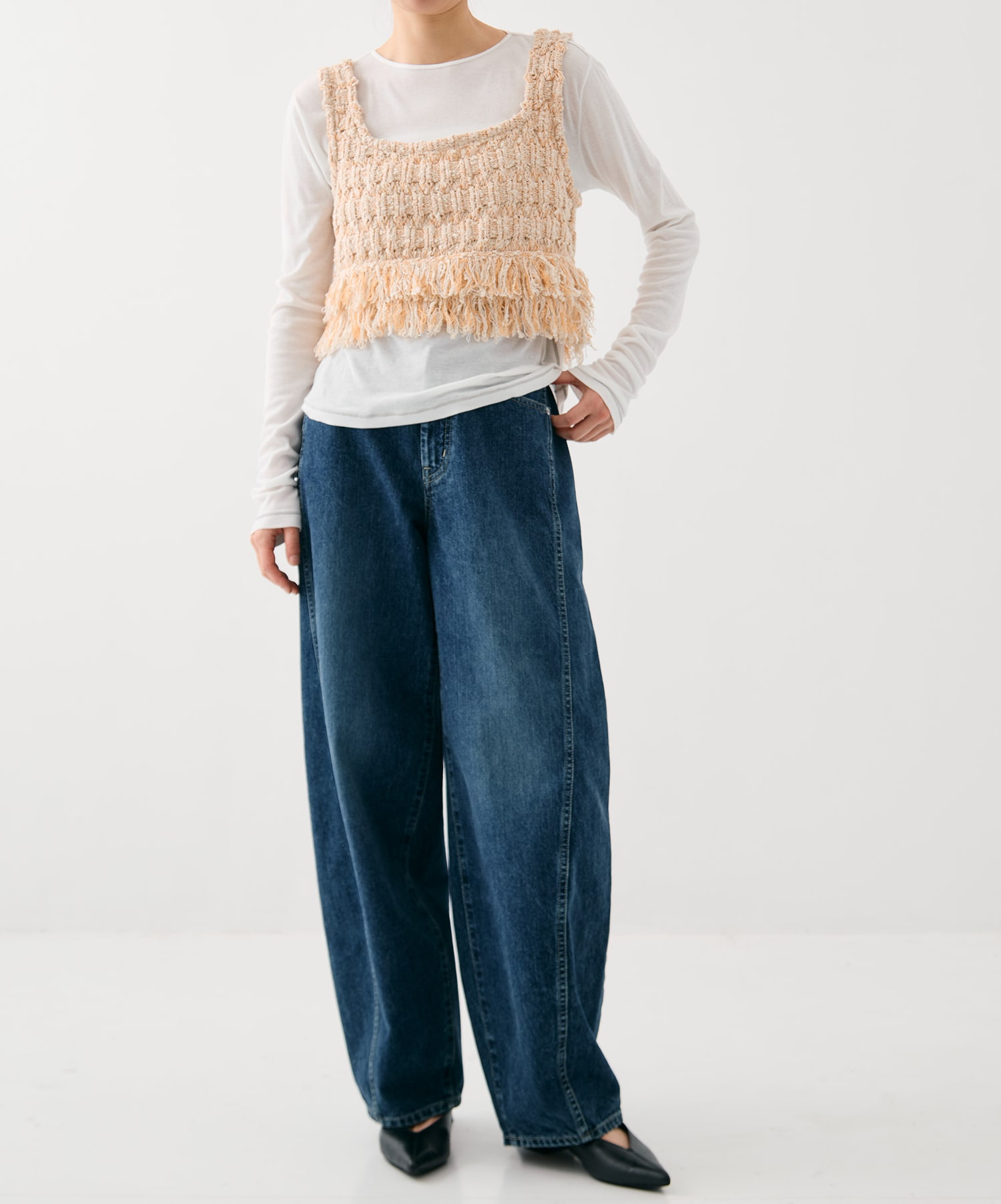 ワッフルフリンジニットビスチェ