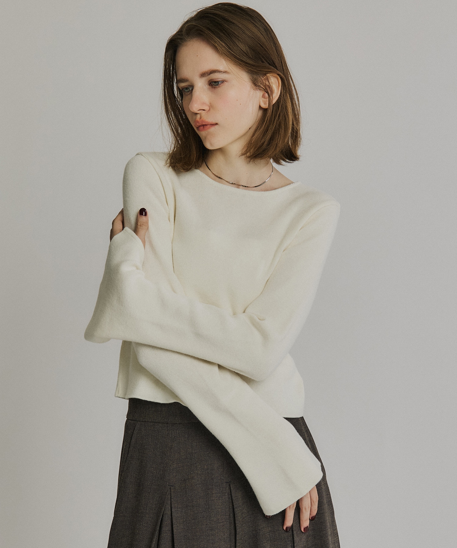 極美品✨ トーガ　22AW フロントスリット リブニット トップス　38　異素材 極美品✨ トーガ 22AW フロントスリット リブニット トップス 38 異素材