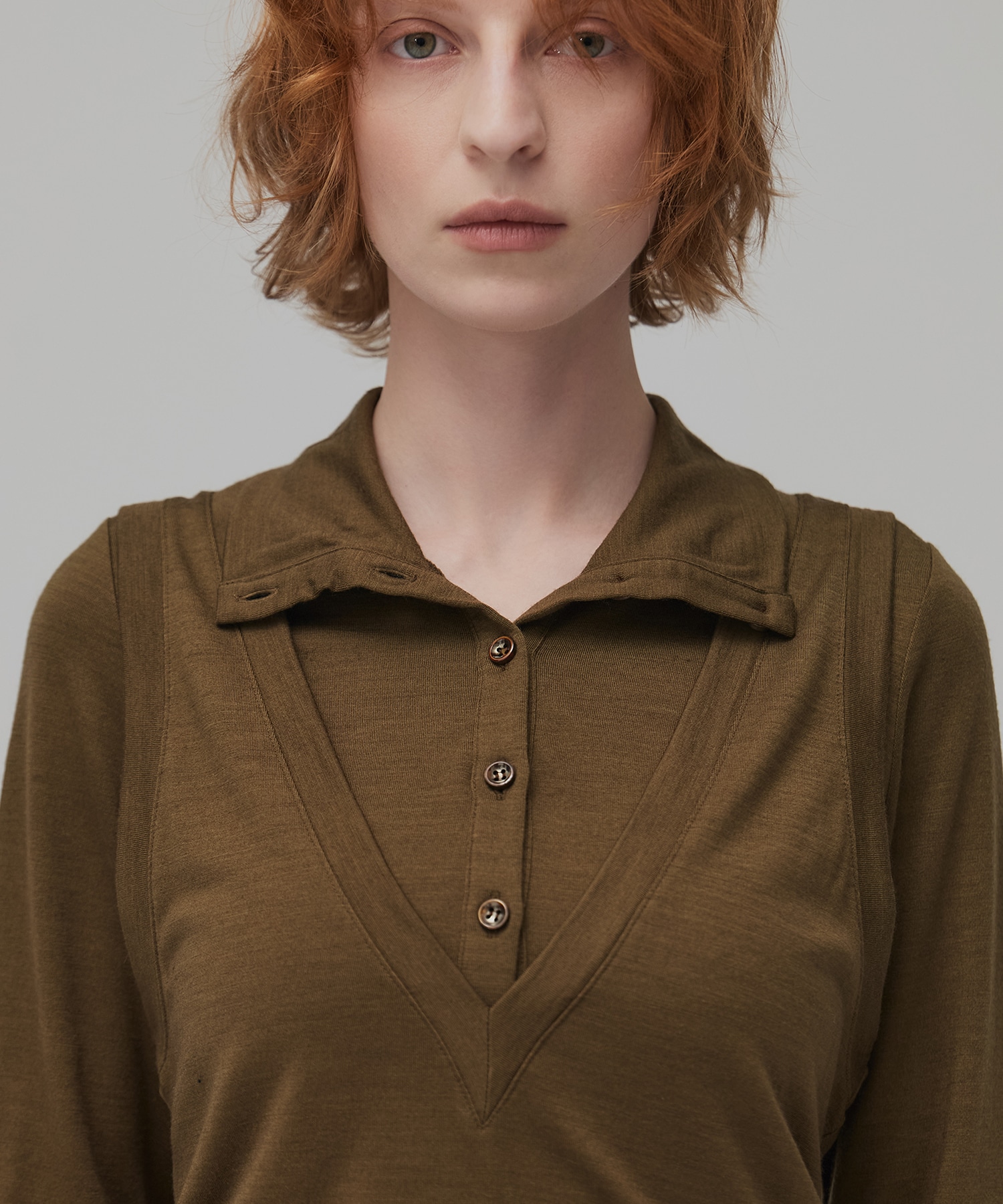 Super100 ヘンリーネックトップス