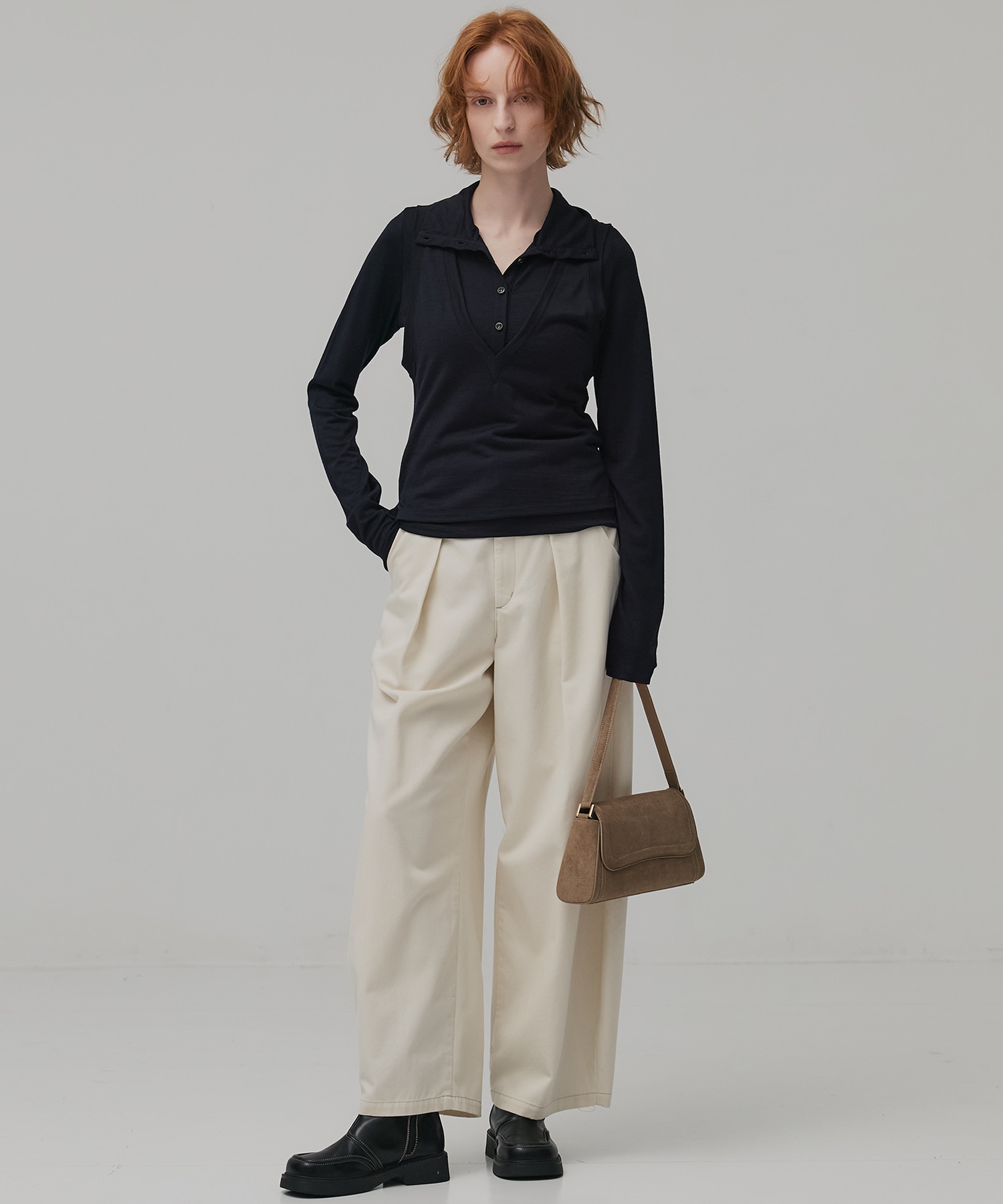 Super100 ヘンリーネックトップス