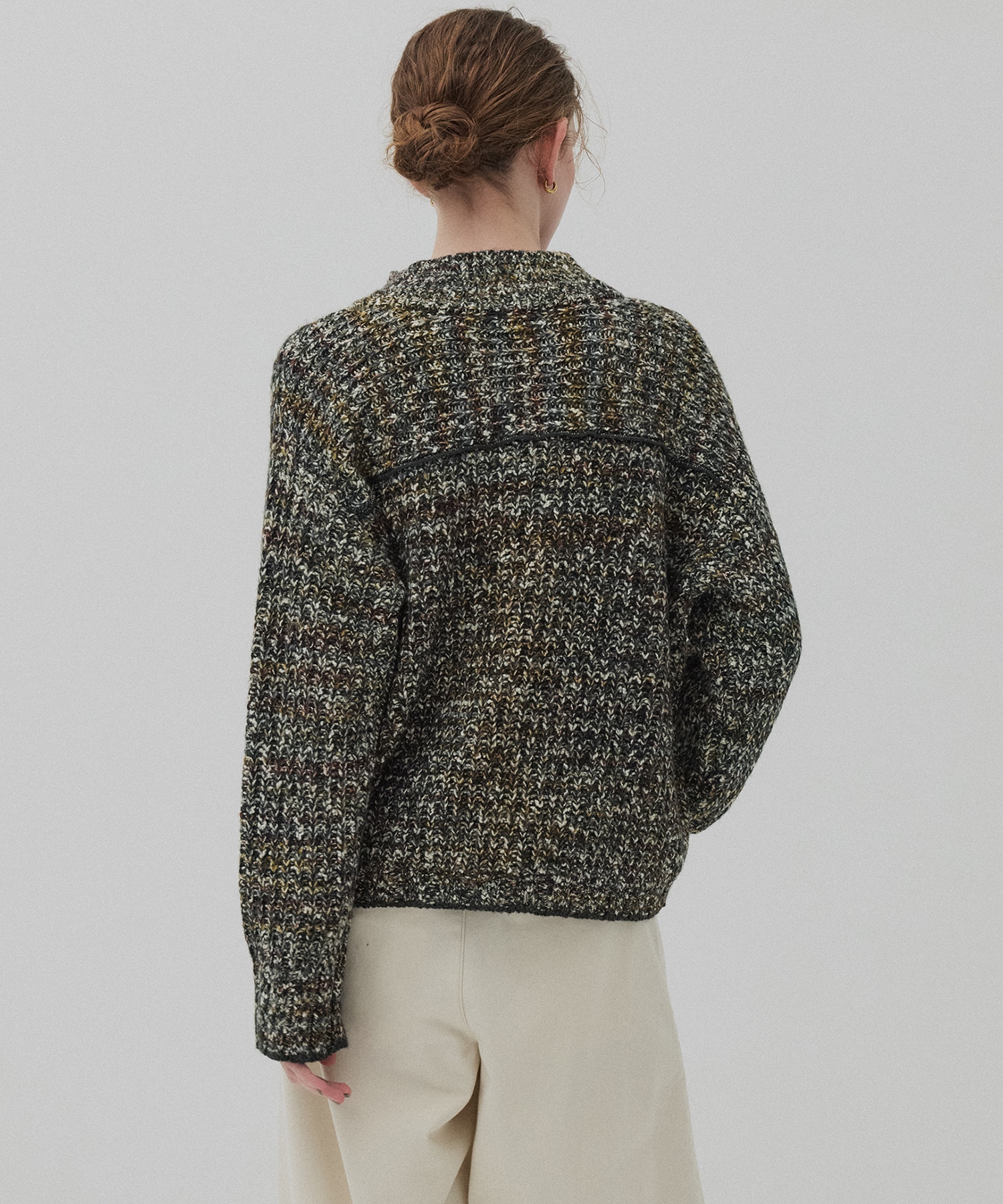 ミックスカラーハーフZIPニット