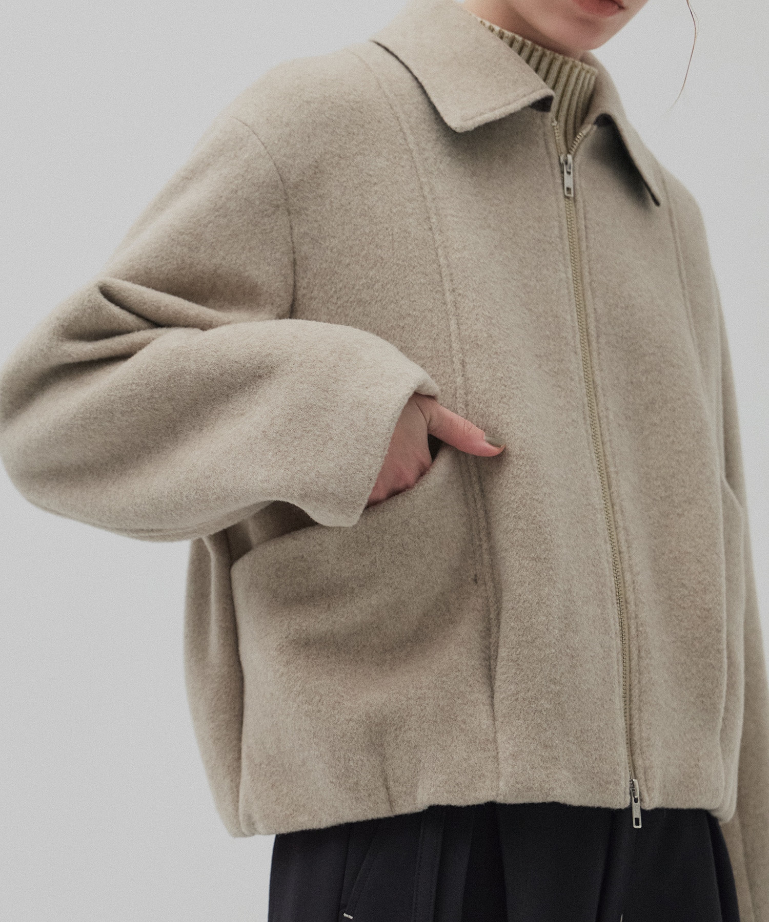 【再入荷】ウールジップタックショートコート