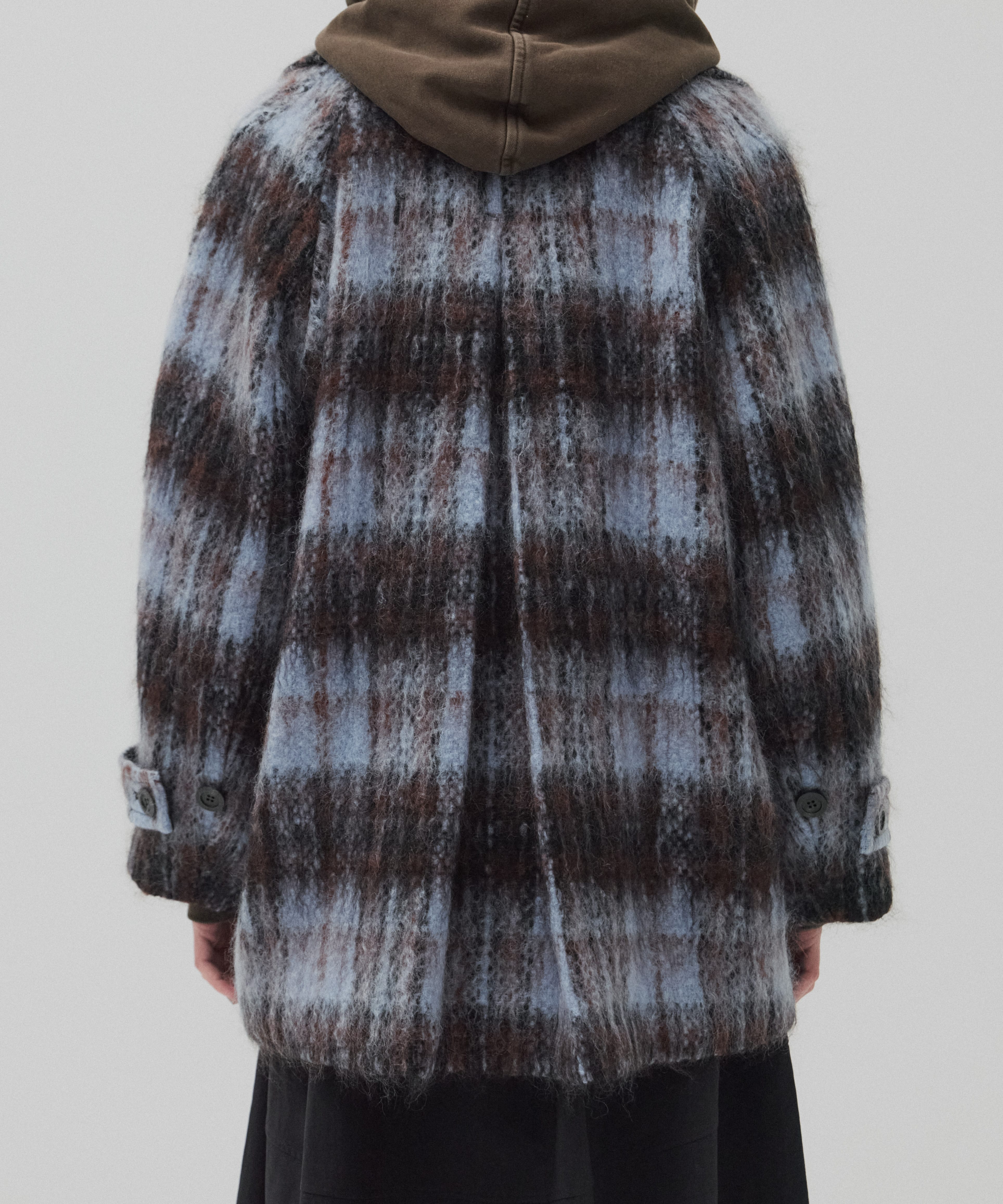 ワイドラペルチェックコート