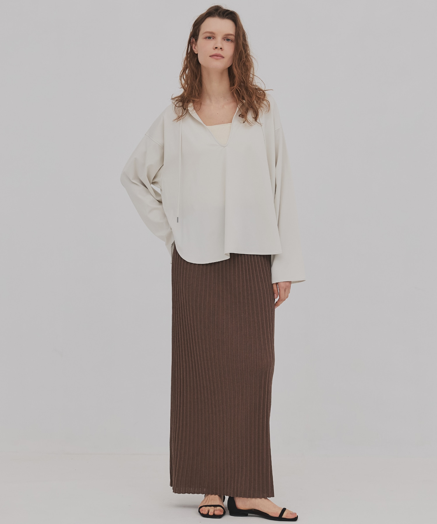 プリーツリブニットタイトスカート