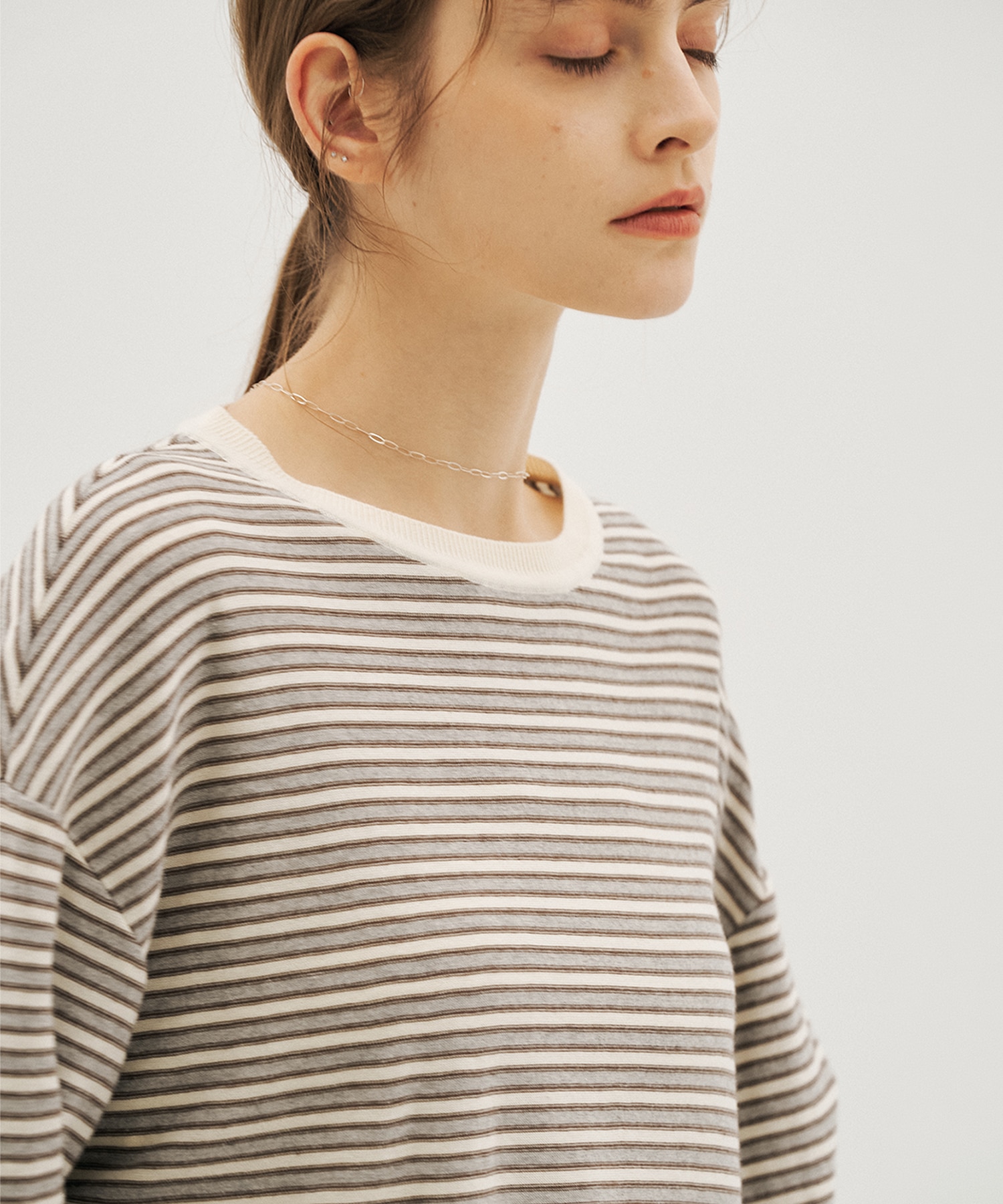 【WEB先行】ボーダークルーネックニットTEE
