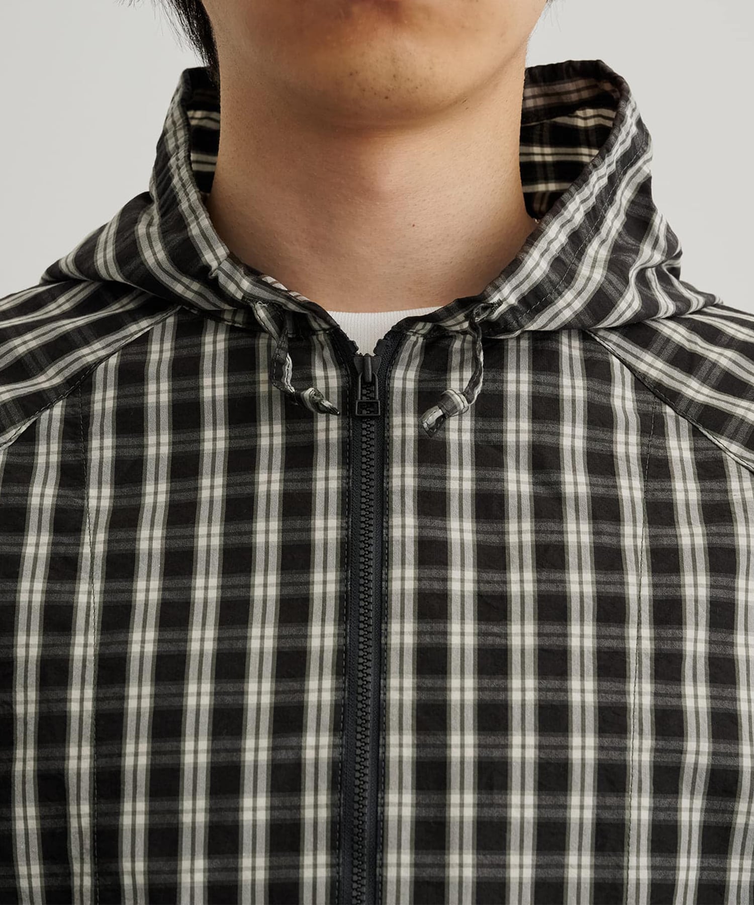 ライトチェックシャツパーカー