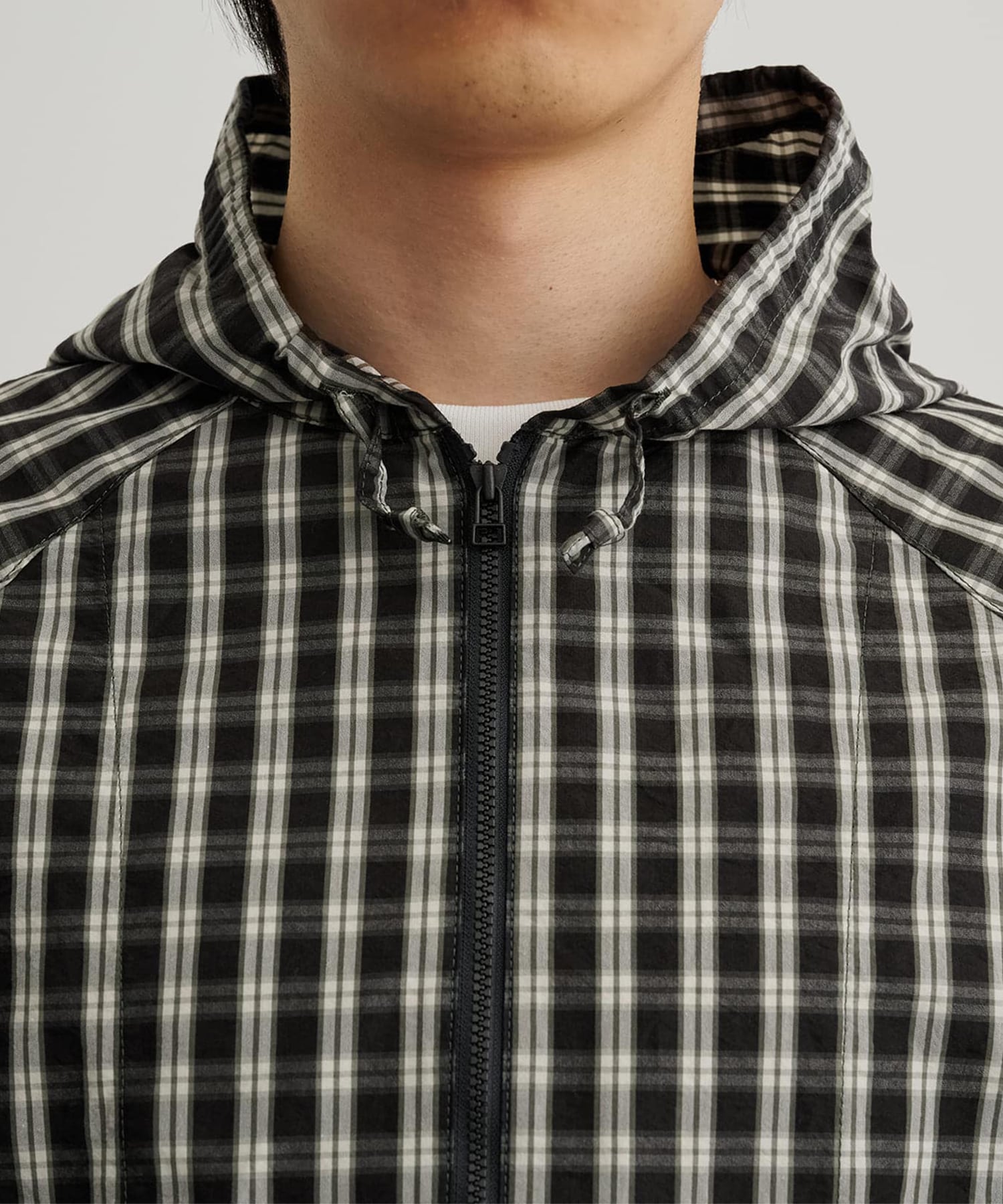 ライトチェックシャツパーカー