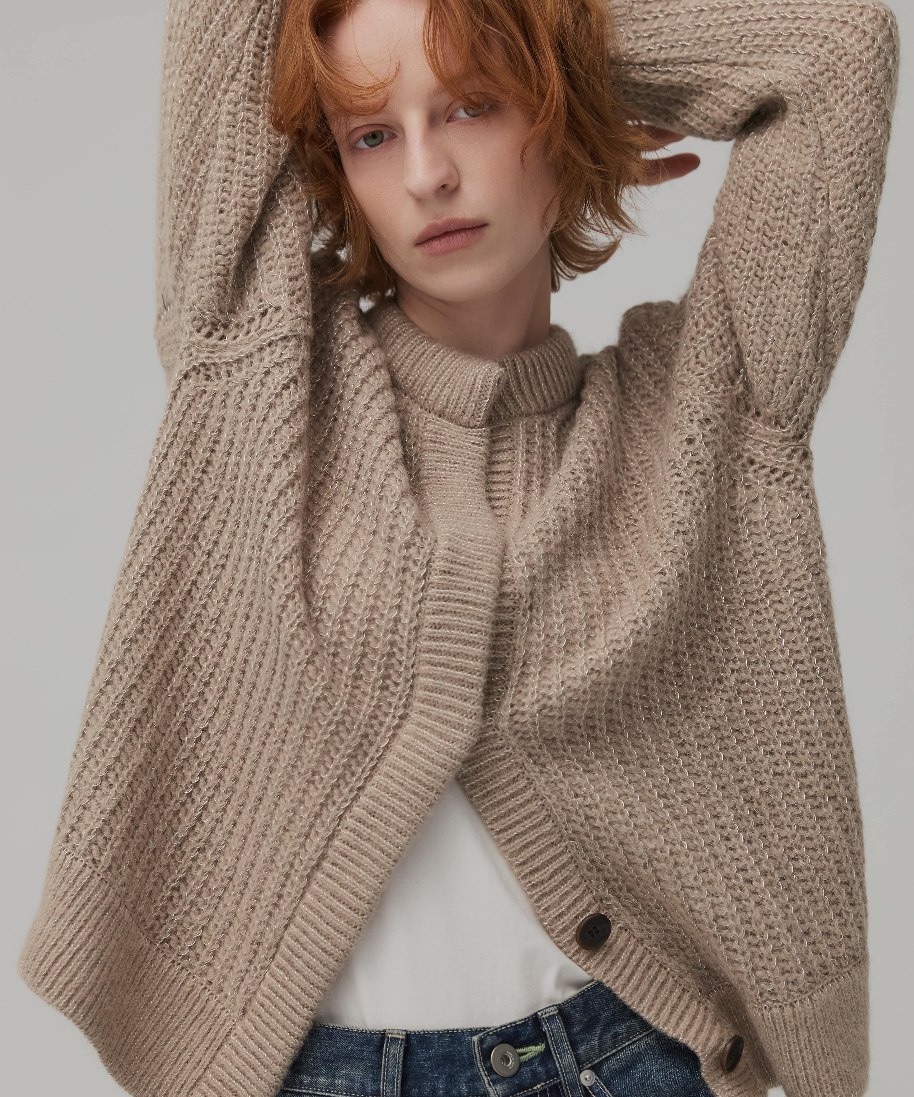 グリッターヘアリーニットカーディガン