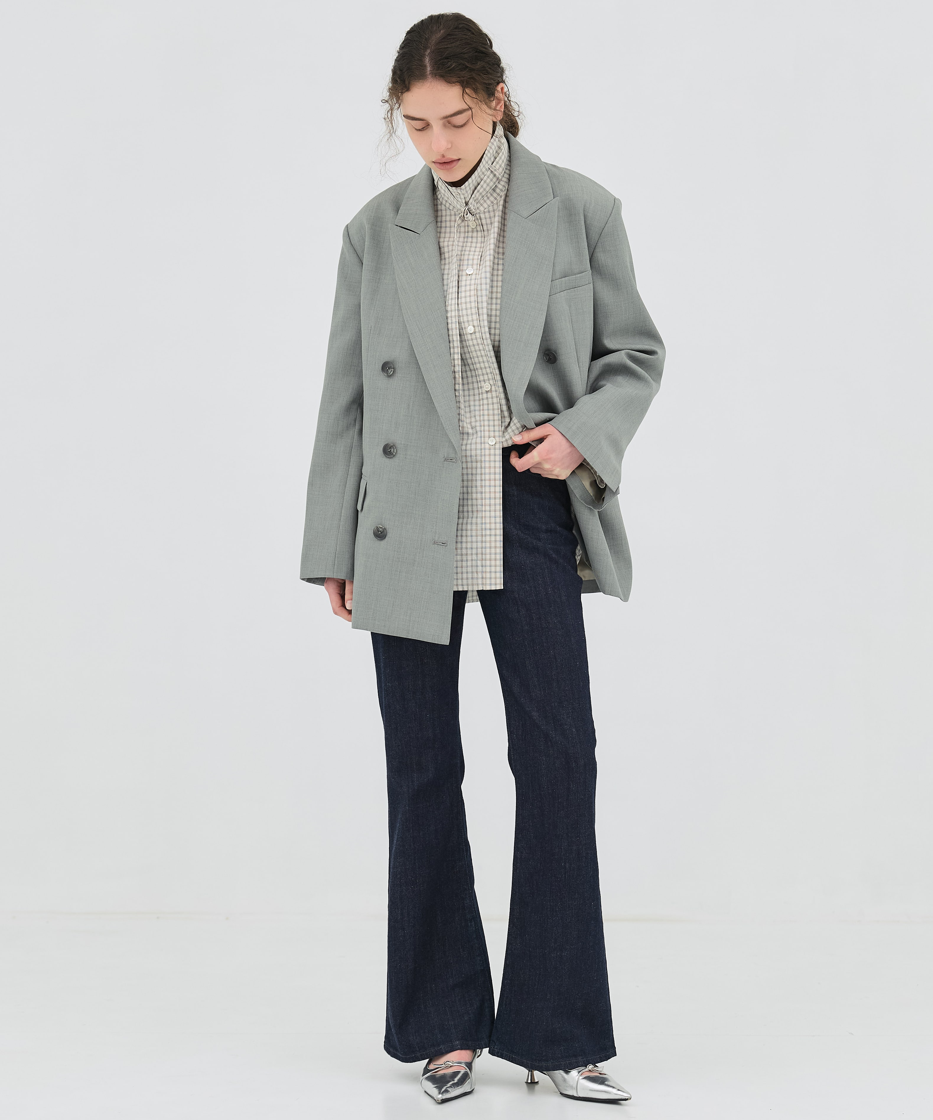 ミニチェックスタンドカラーシャツ