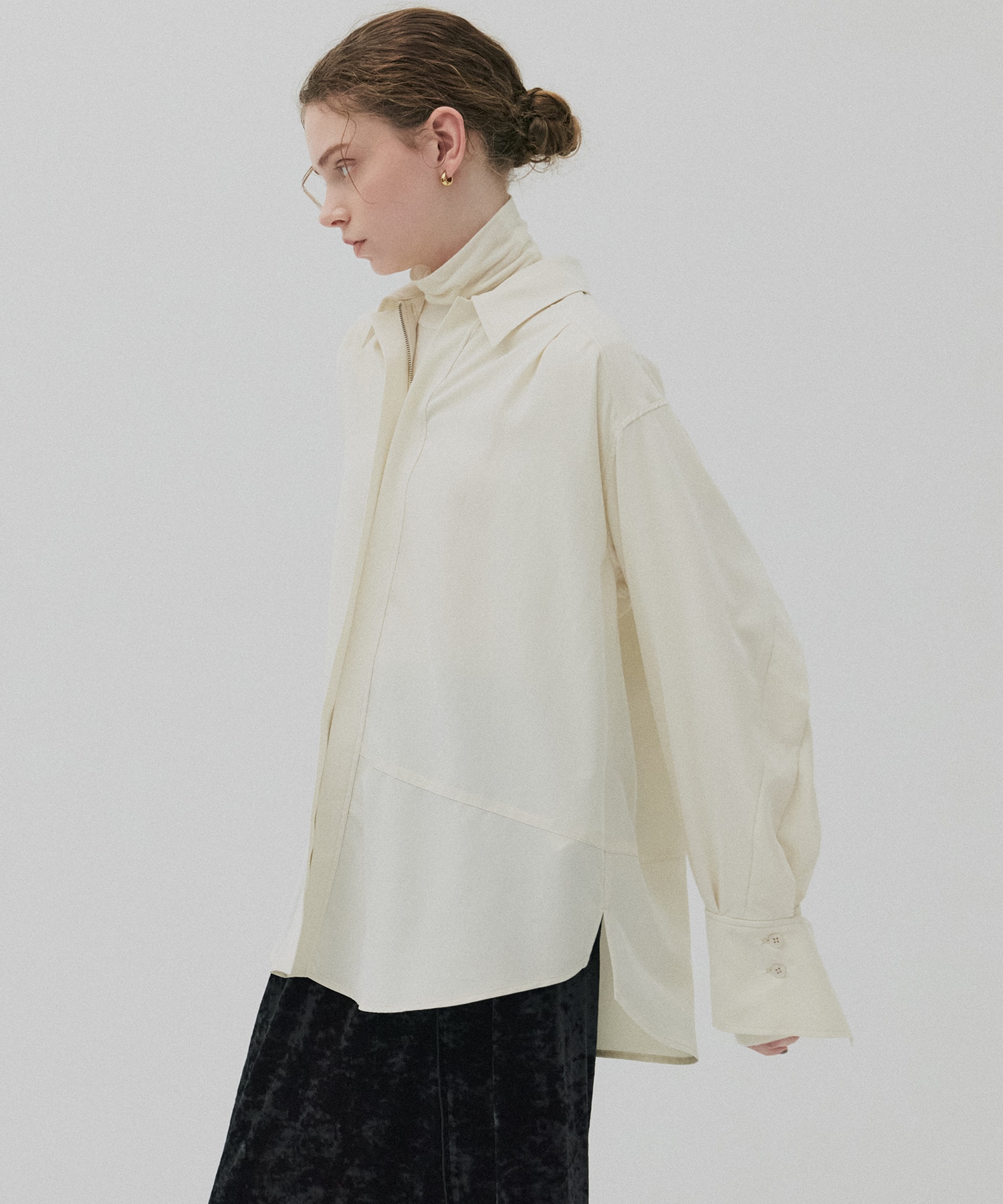 ジップアップオーバーシャツ