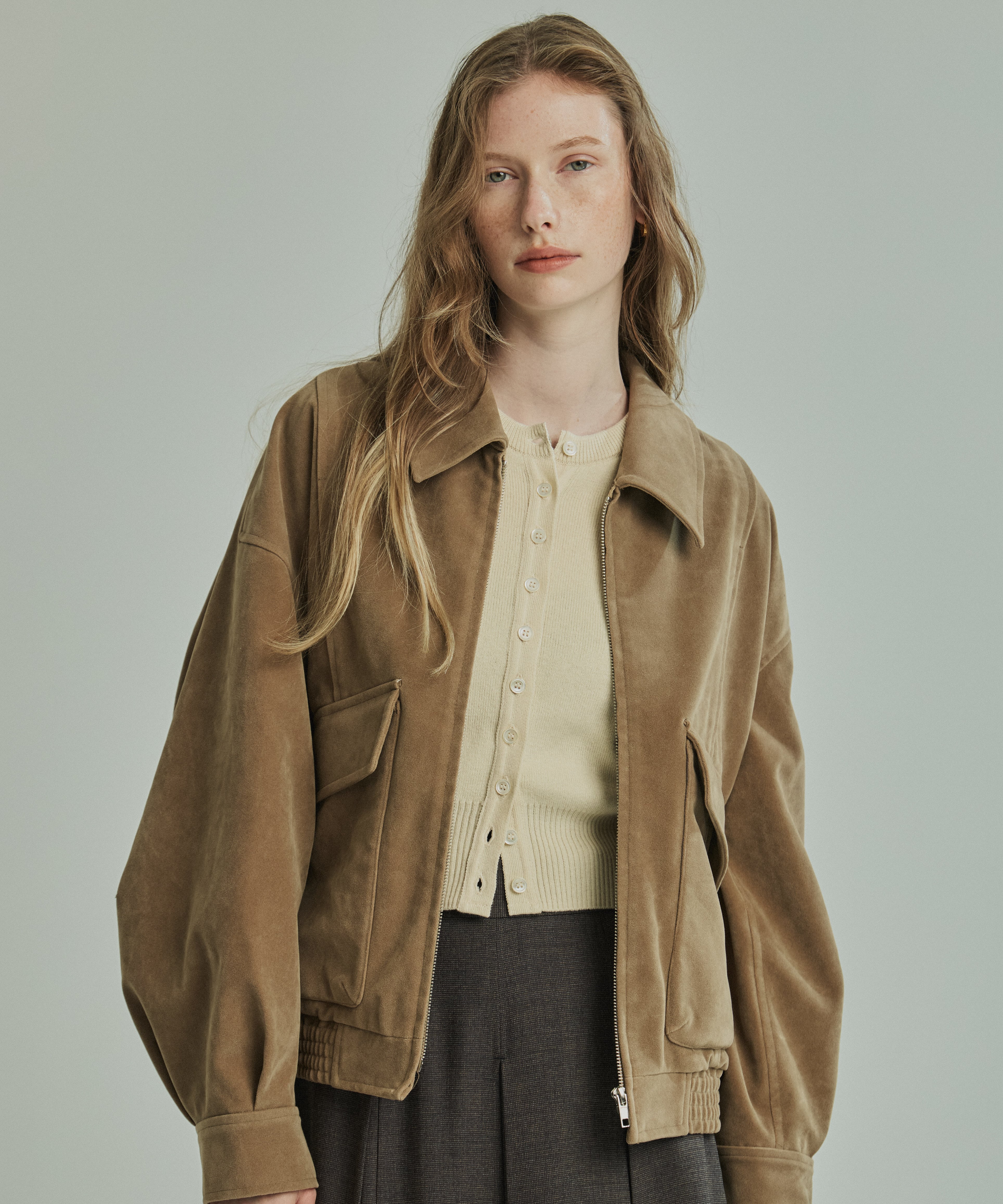 コットンカシミヤクルーカーデ