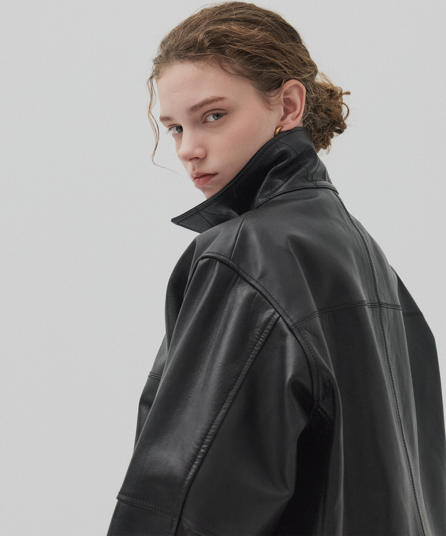 カーフレザーボクシージャケット