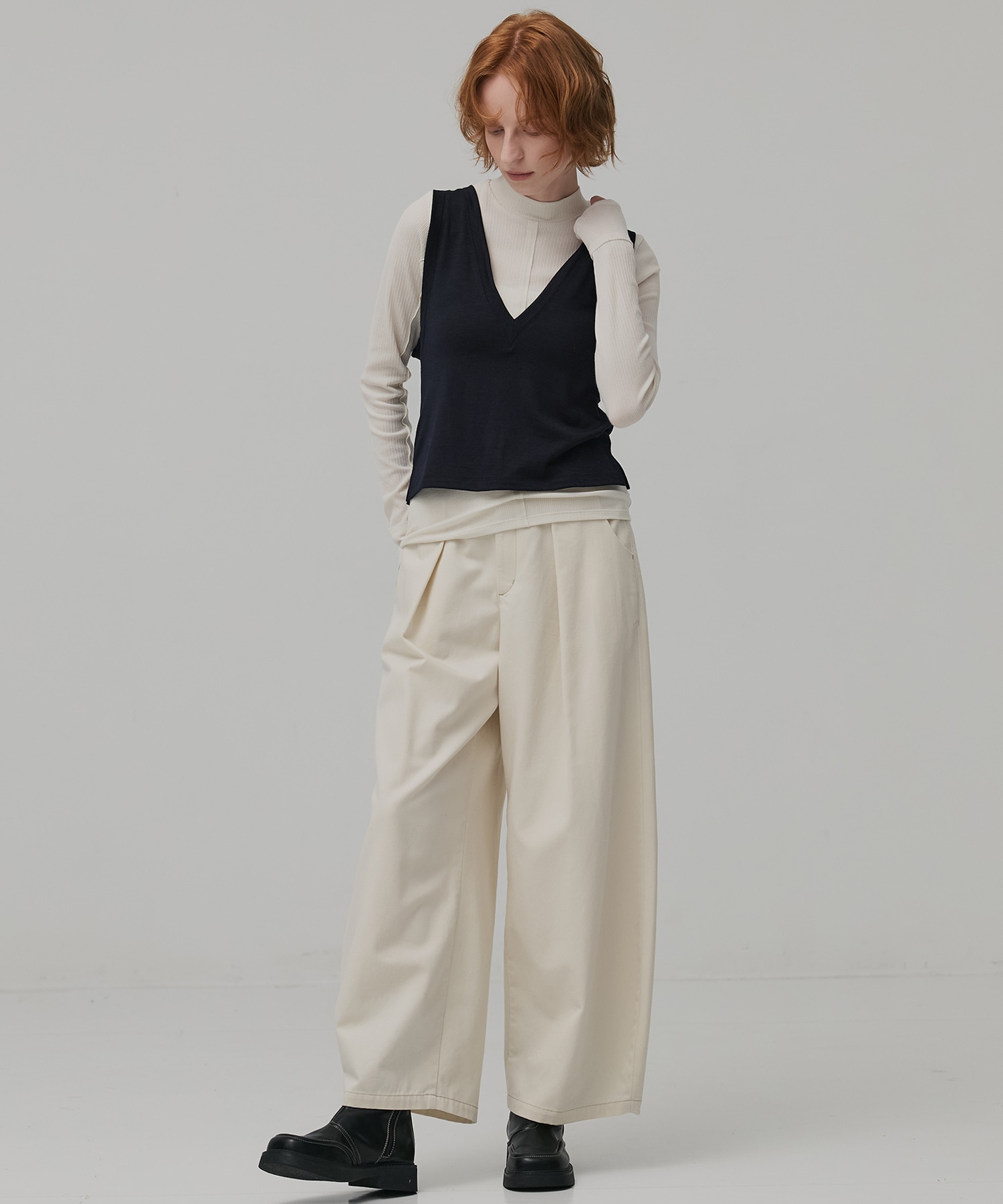 Super100 ヘンリーネックトップス