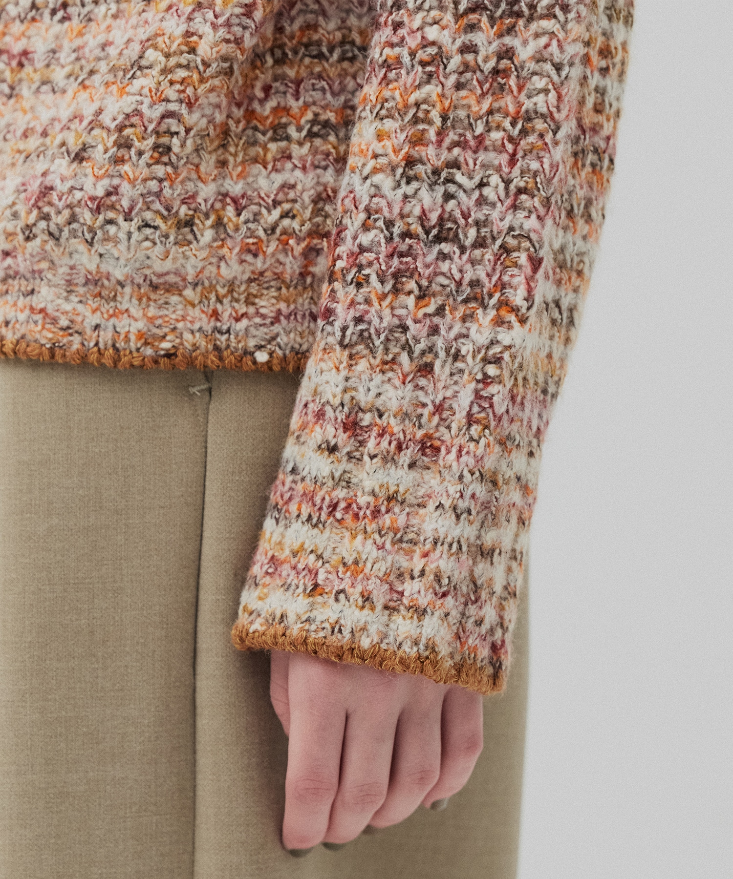 ミックスカラーハーフZIPニット