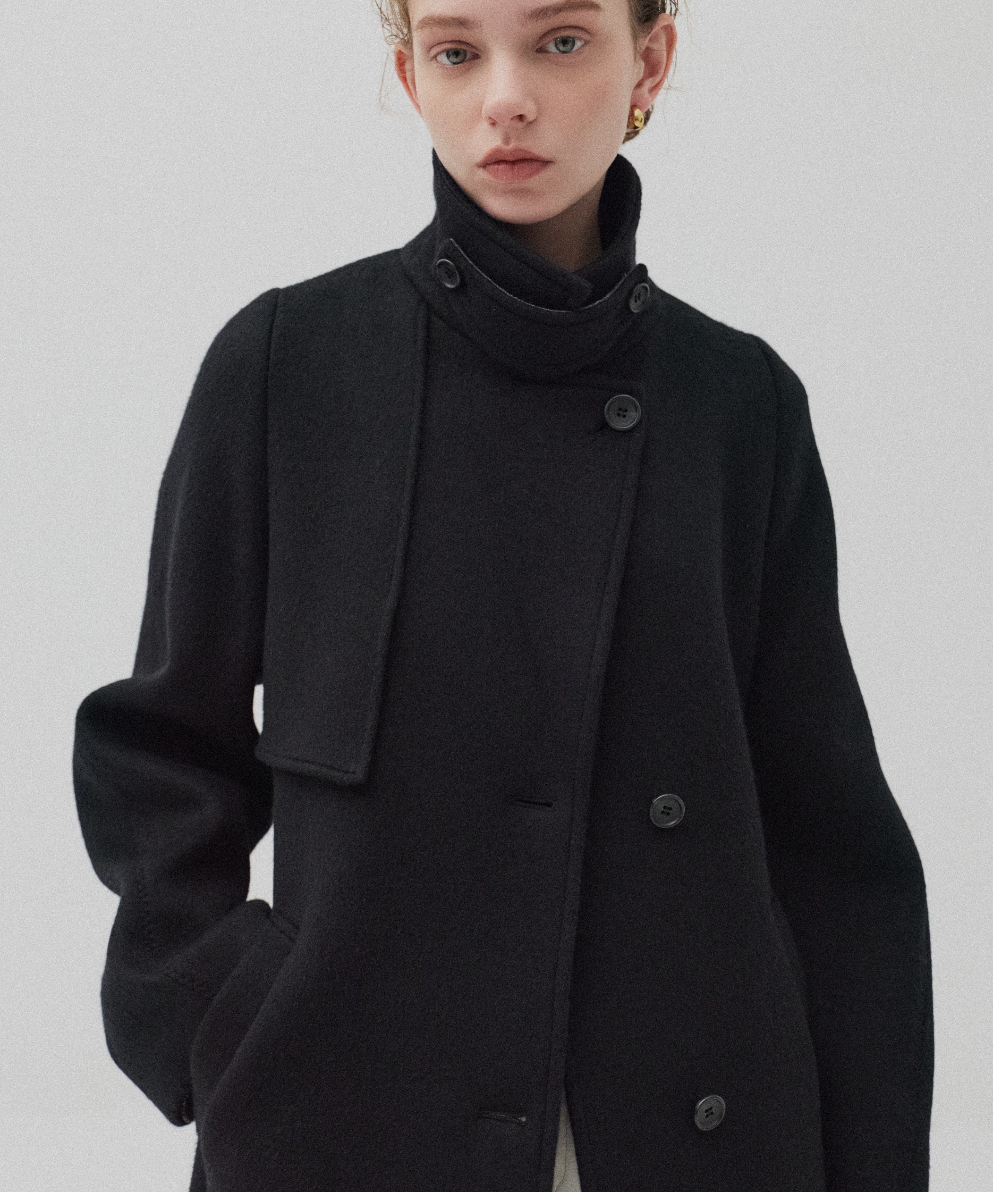 SUPER140アシメオーバーヨークコート