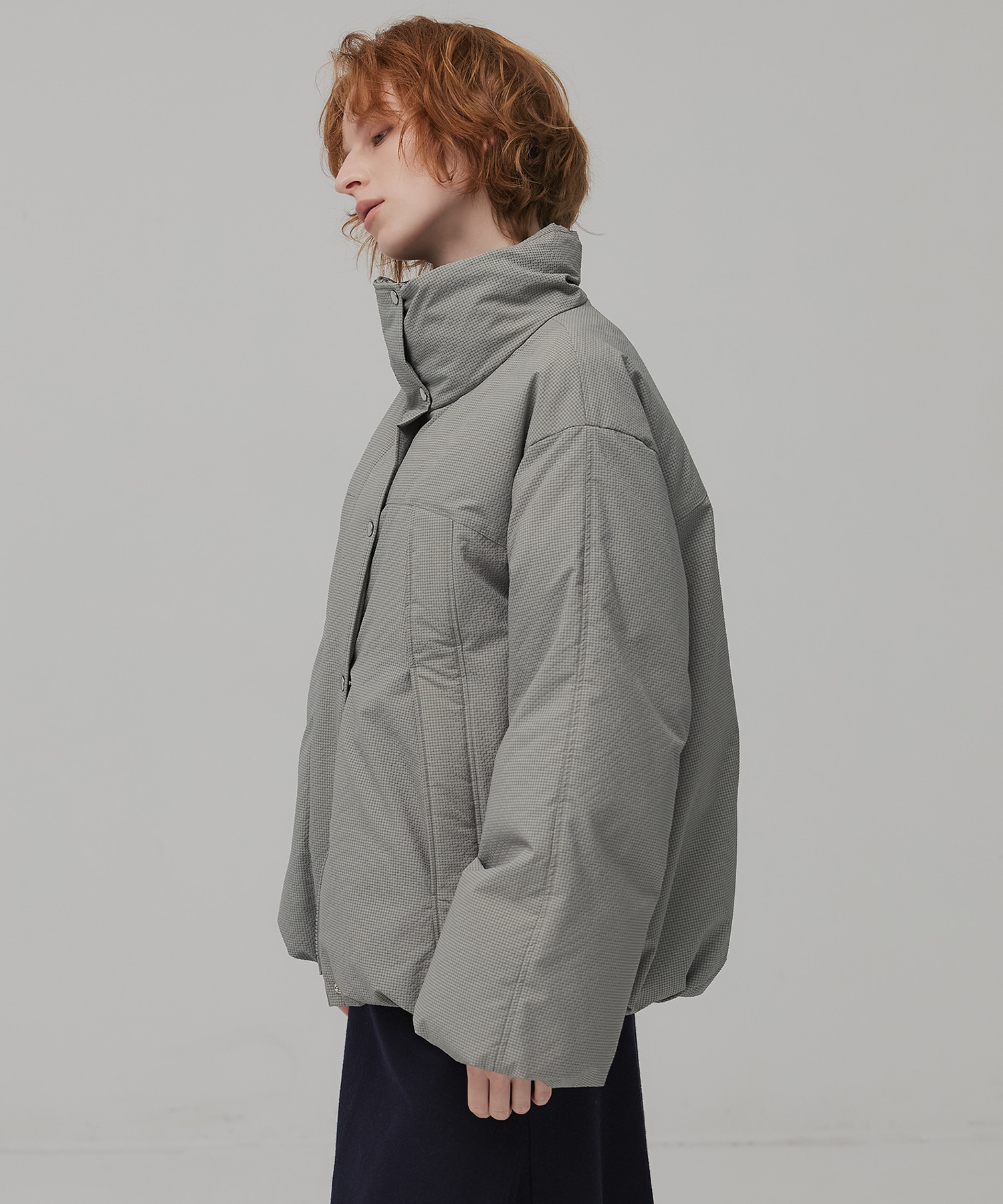 チェックモンスターダウンコート