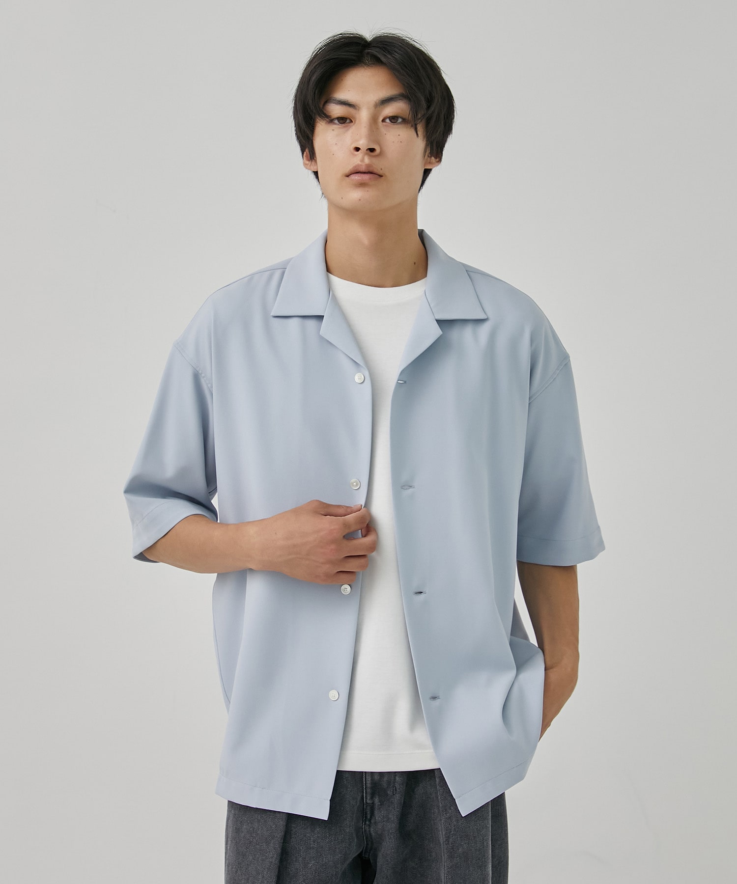 GRクロスオープンカラーシャツ(2 SAX BLUE): : メンズ｜PUBLIC TOKYO