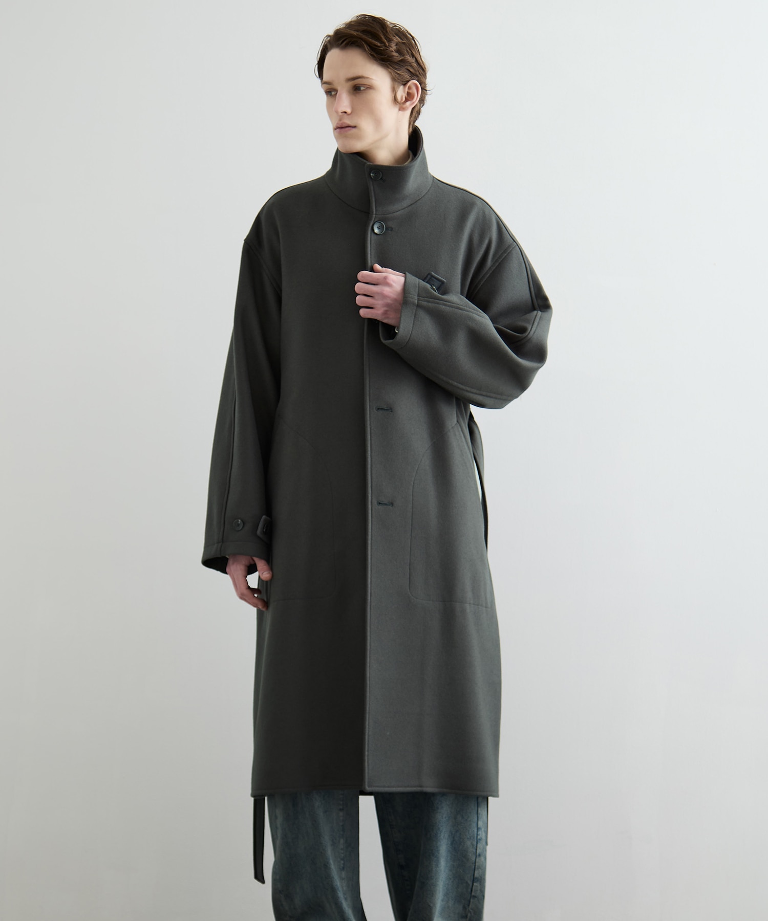 Super140sメルトンスタンドコート