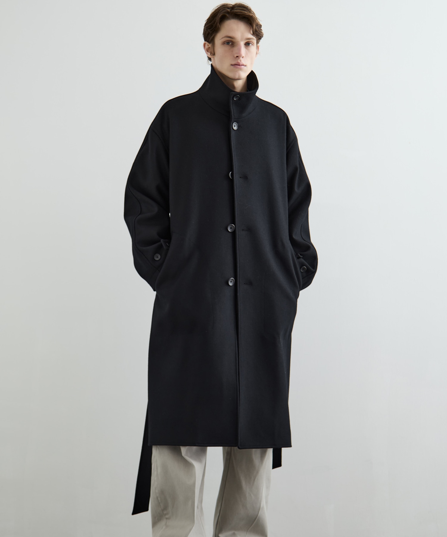 Super140sメルトンスタンドコート