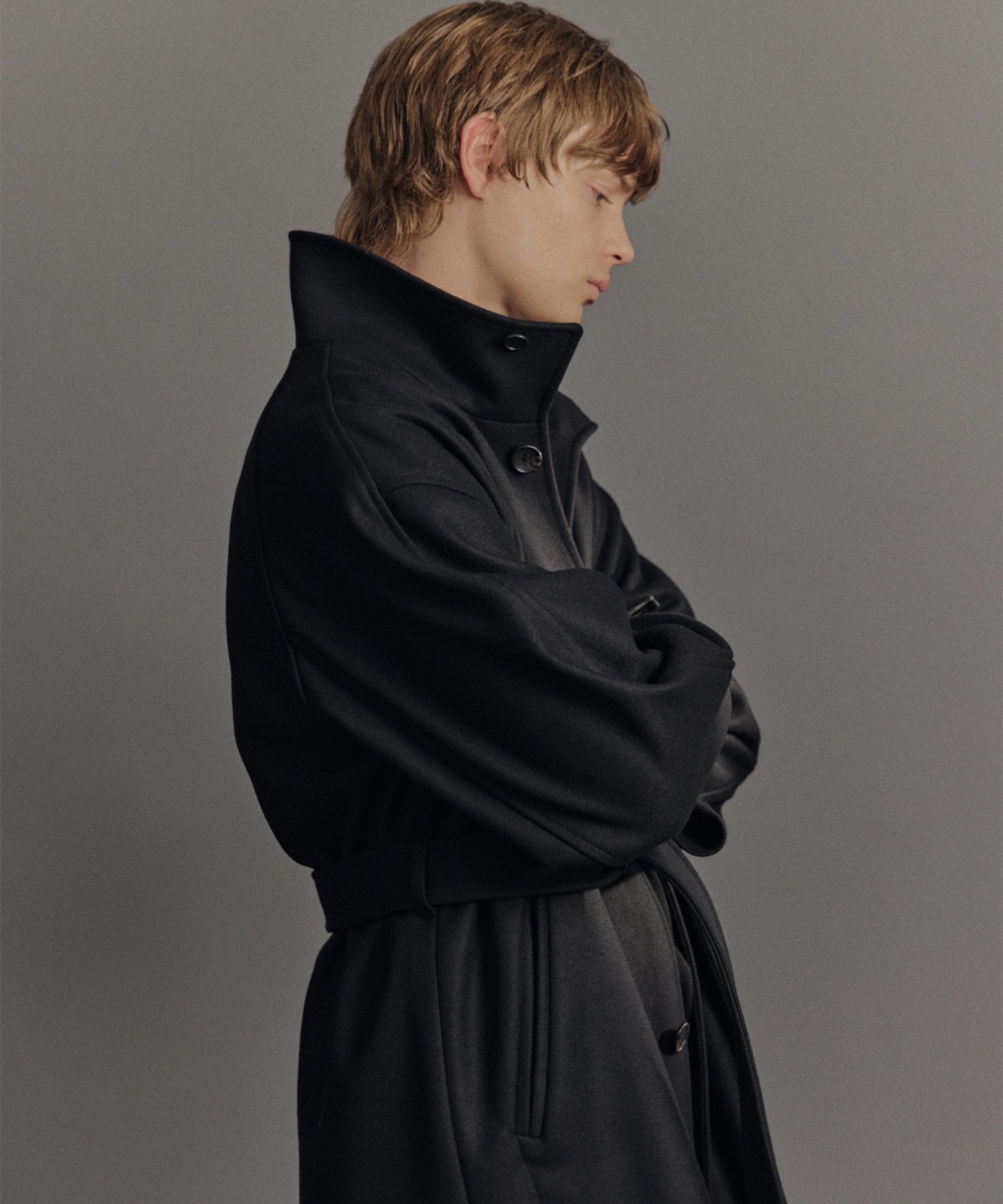 Super140sメルトンスタンドコート