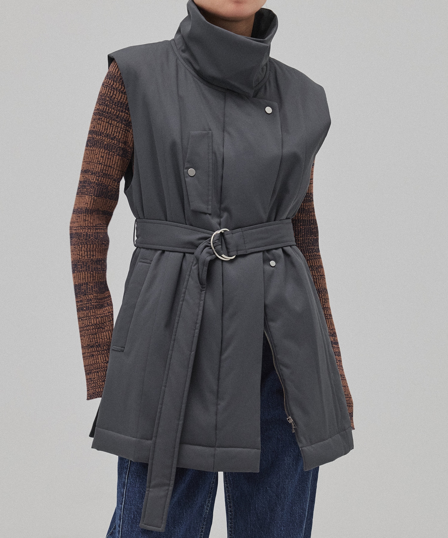 キルティングスタンドカラージレ