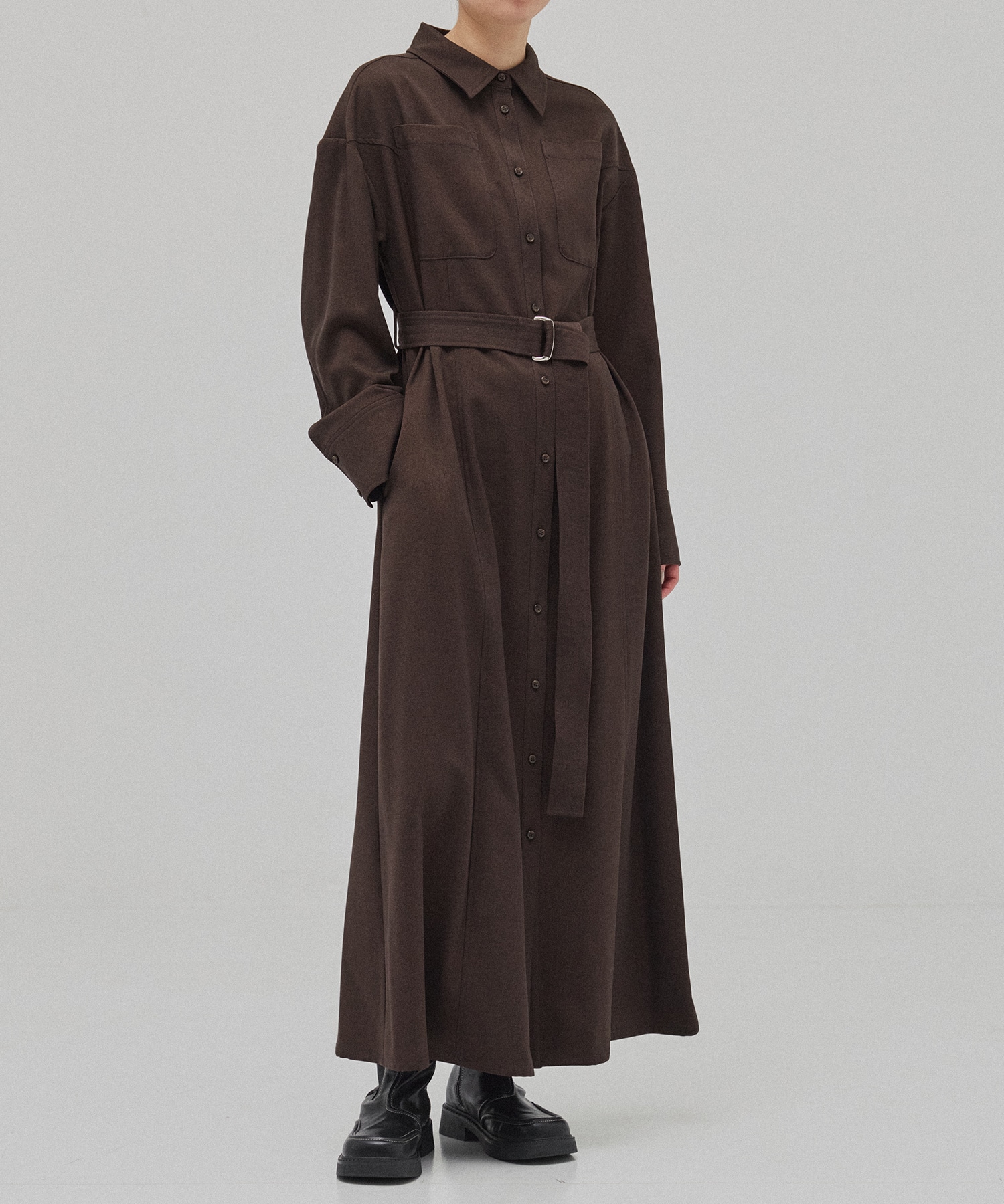 カラーステッチシャツワンピース