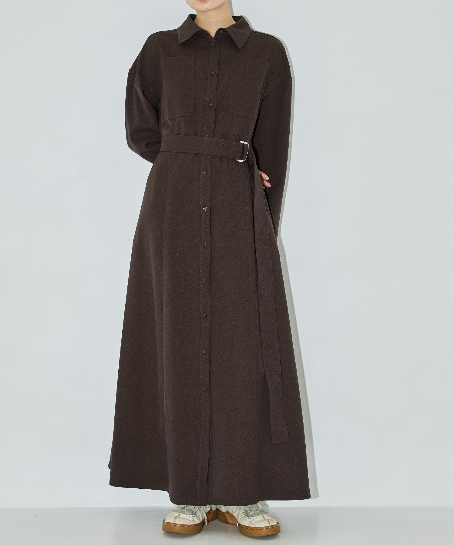 カラーステッチシャツワンピース