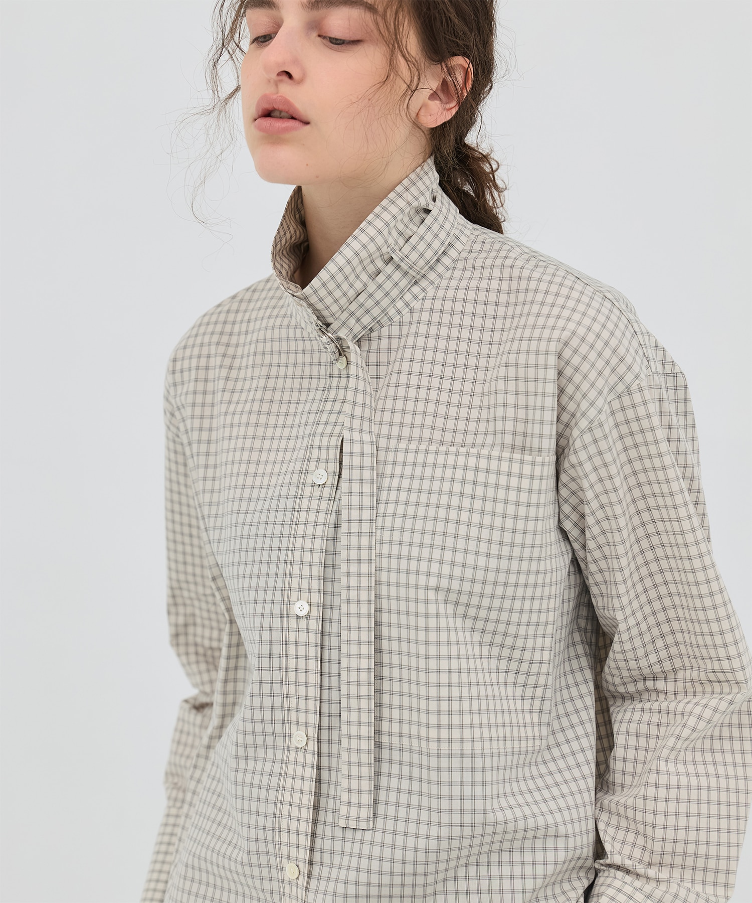 ミニチェックスタンドカラーシャツ