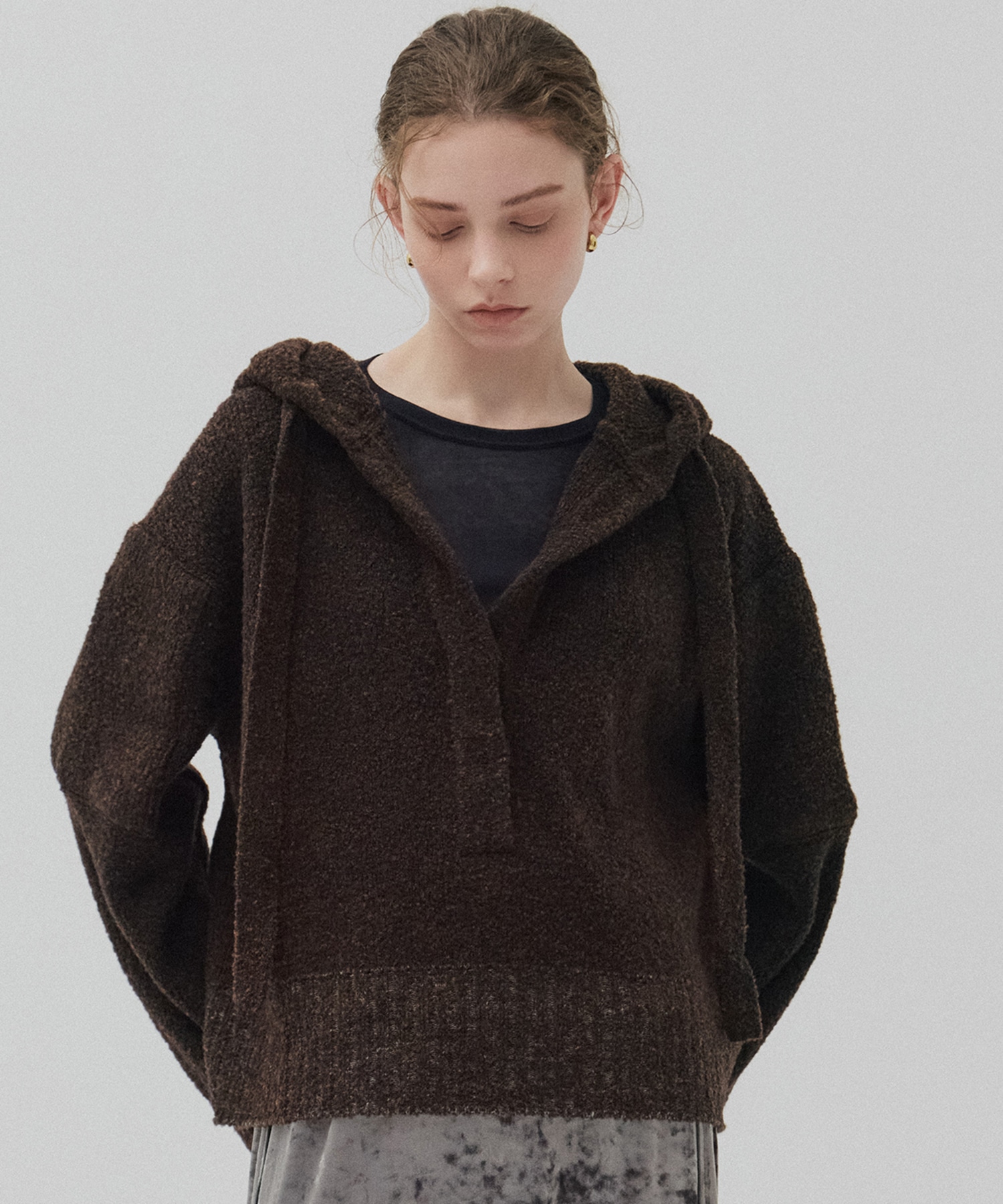 ルーズニットフーディ