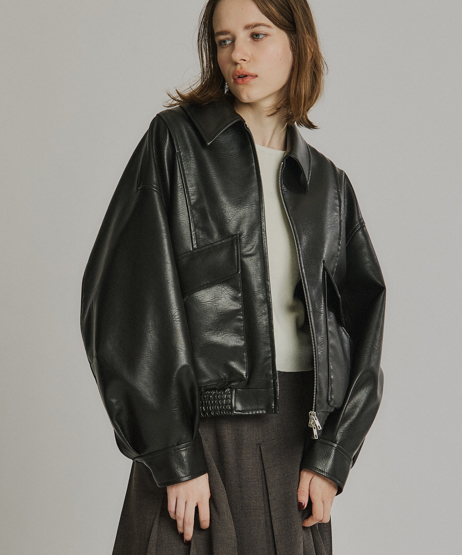 【再入荷】フローヨークレザーブルゾン