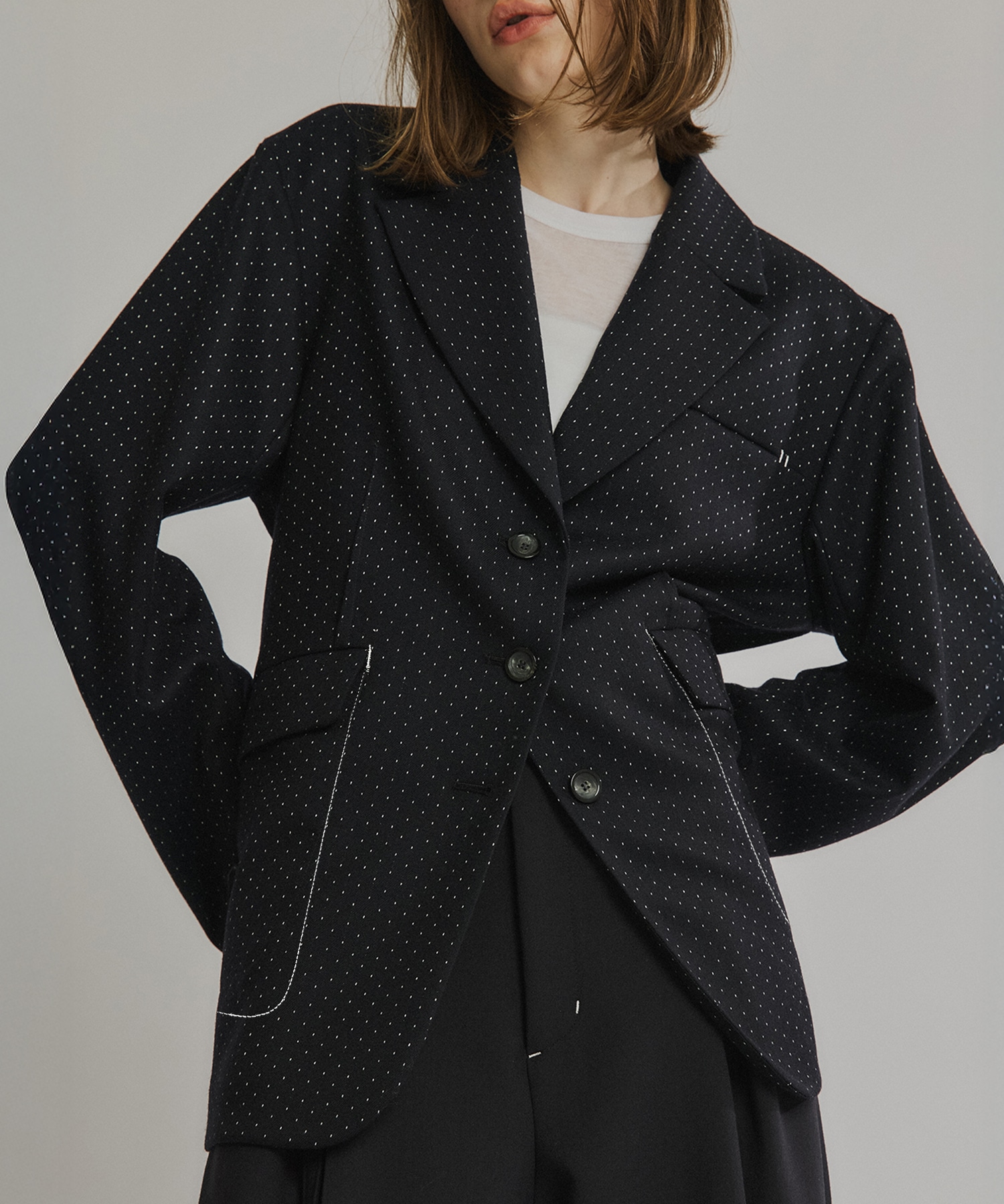 ダブルクロスノッチドラペルジャケット