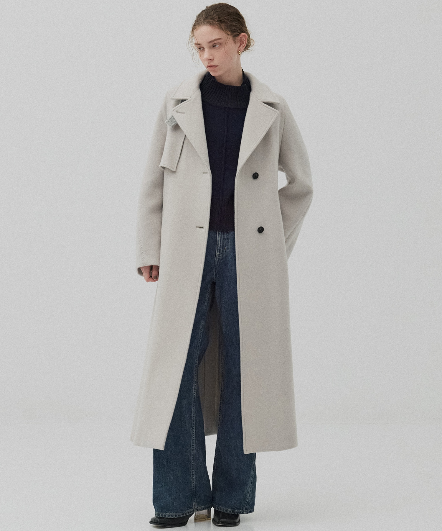 SUPER140アシメオーバーヨークコート