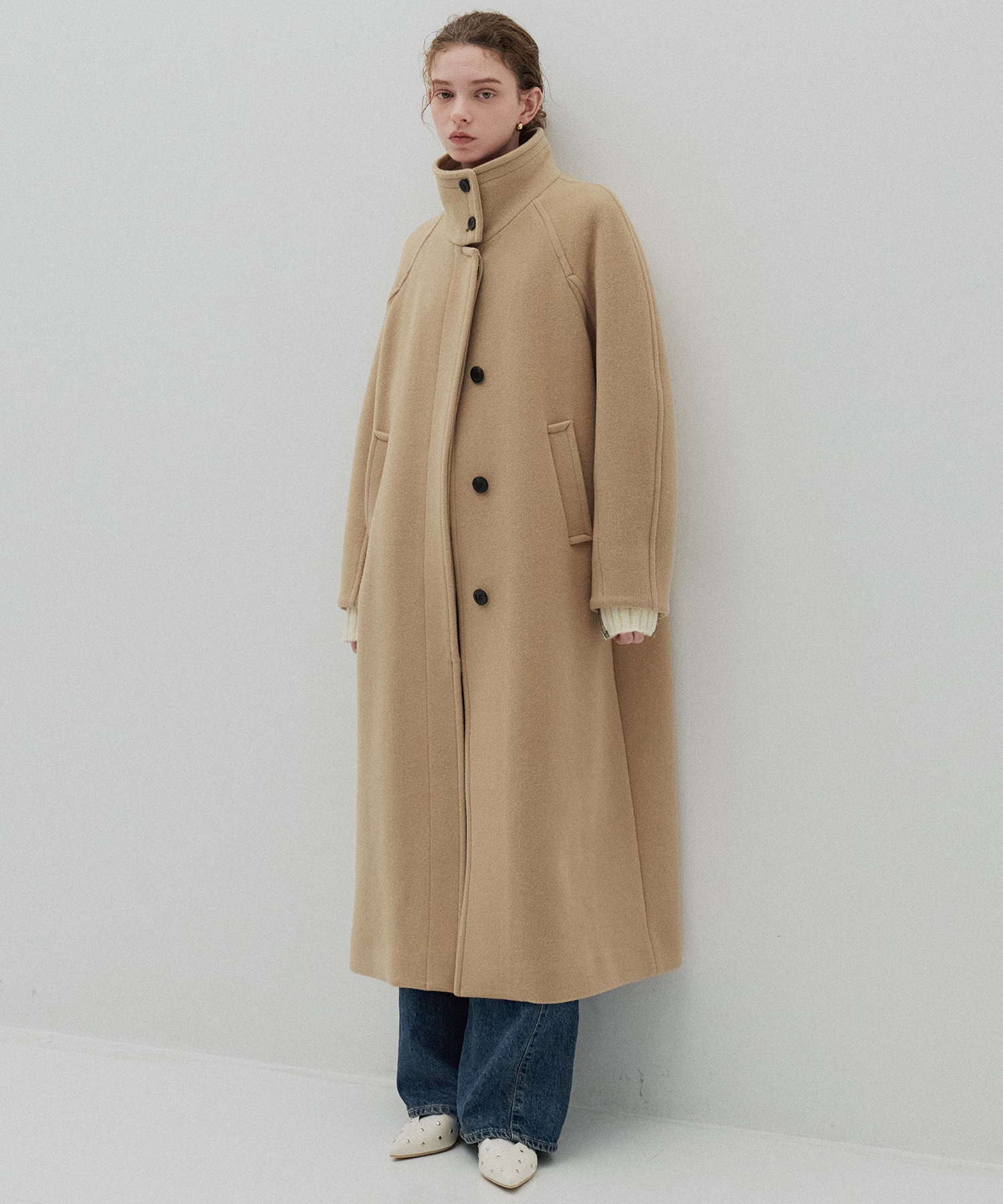 SUPER140スタンドカラーコート