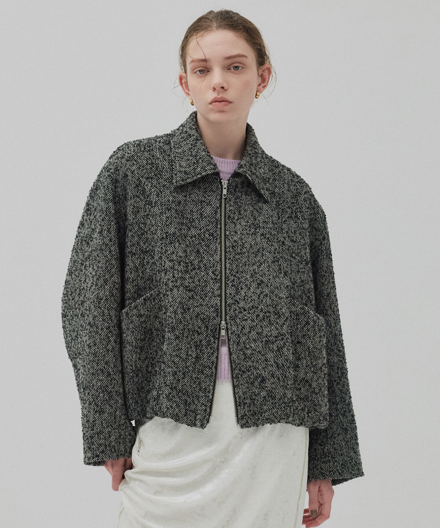 ウールジップタックショートコート