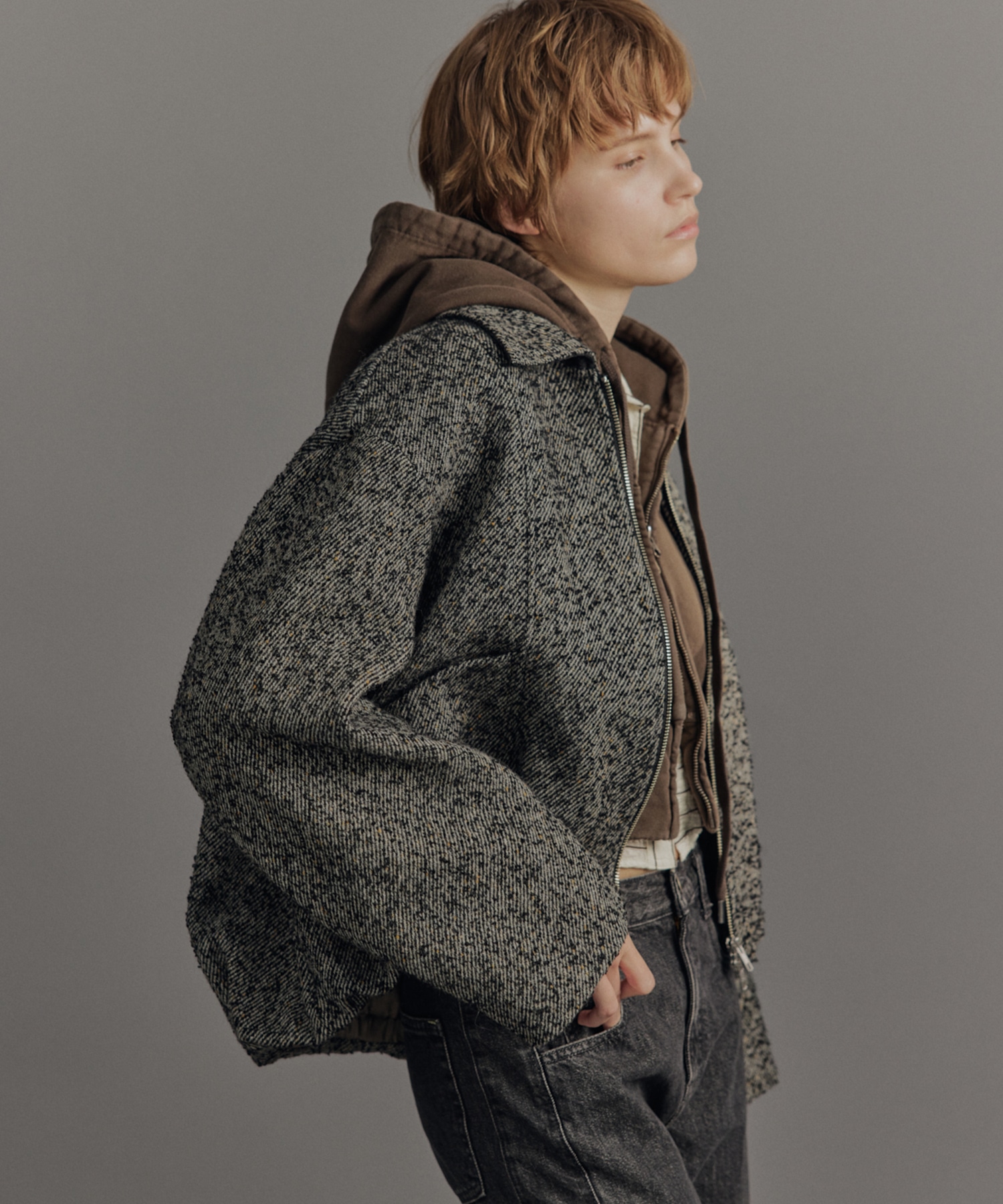 ウールジップタックショートコート