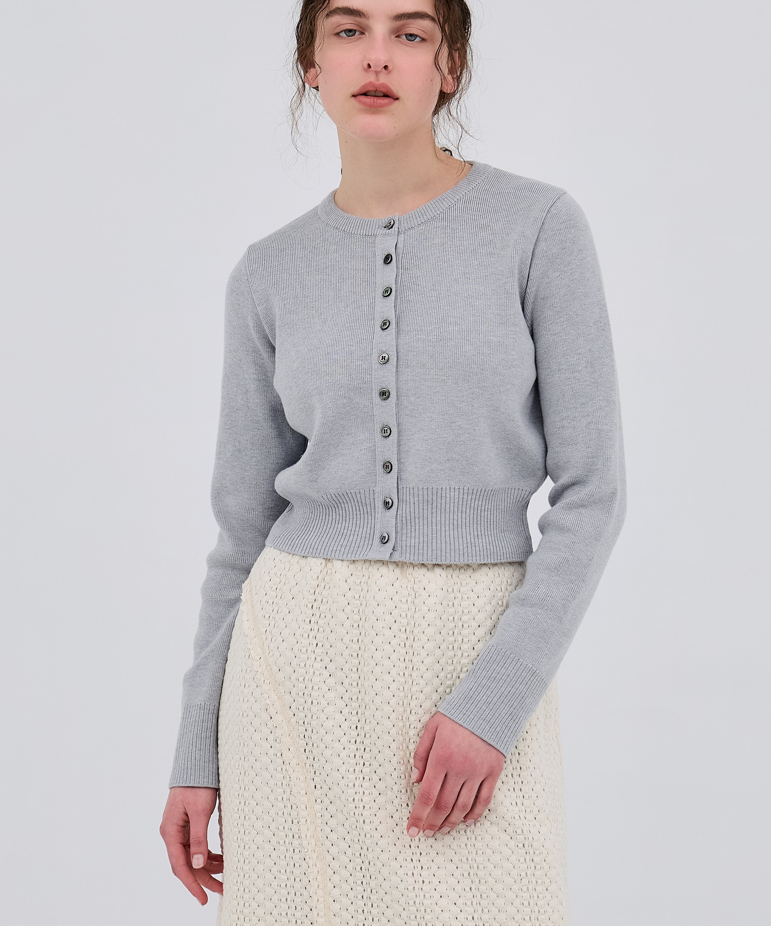 コットンシルククルーカーデ