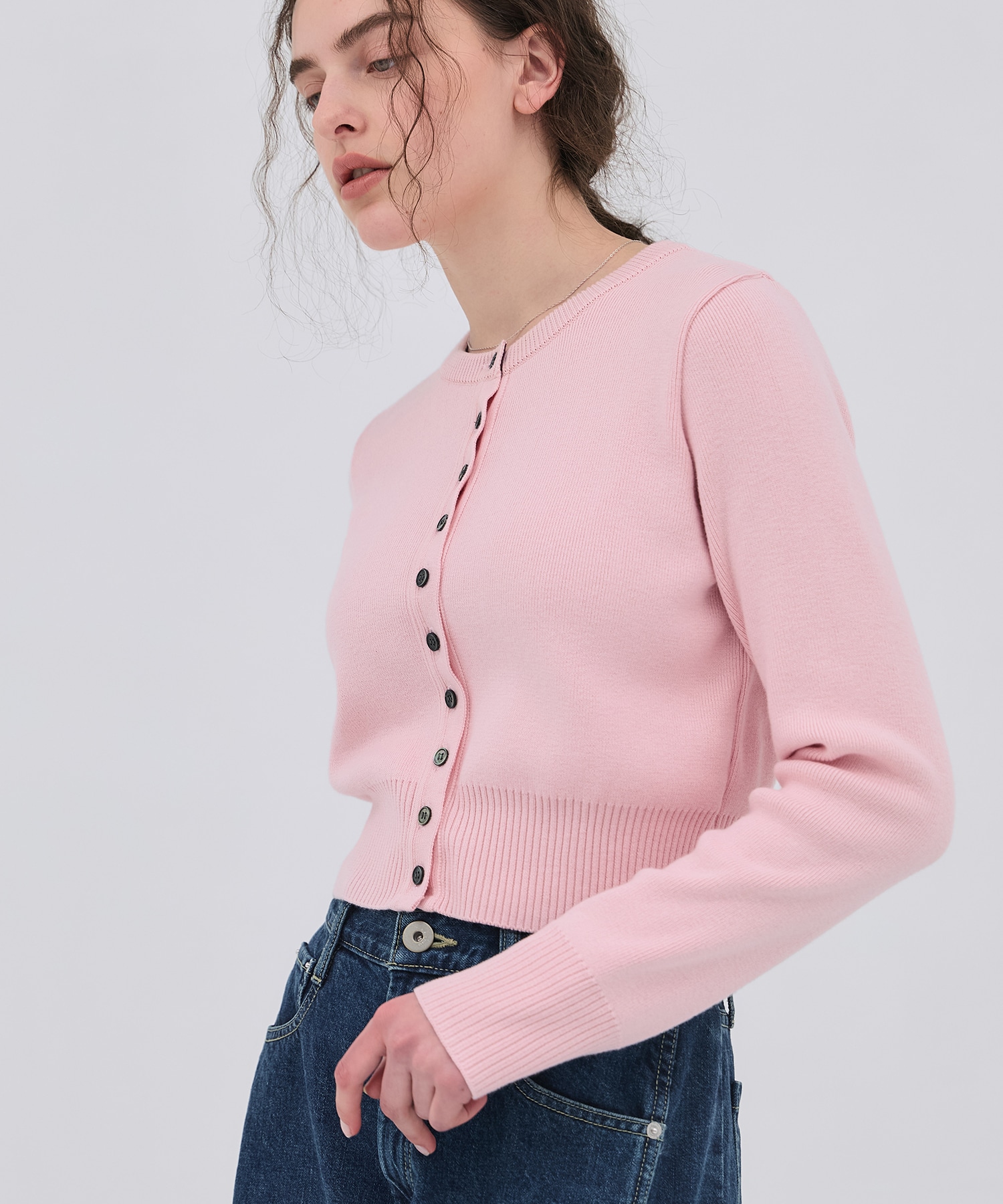 コットンシルククルーカーデ