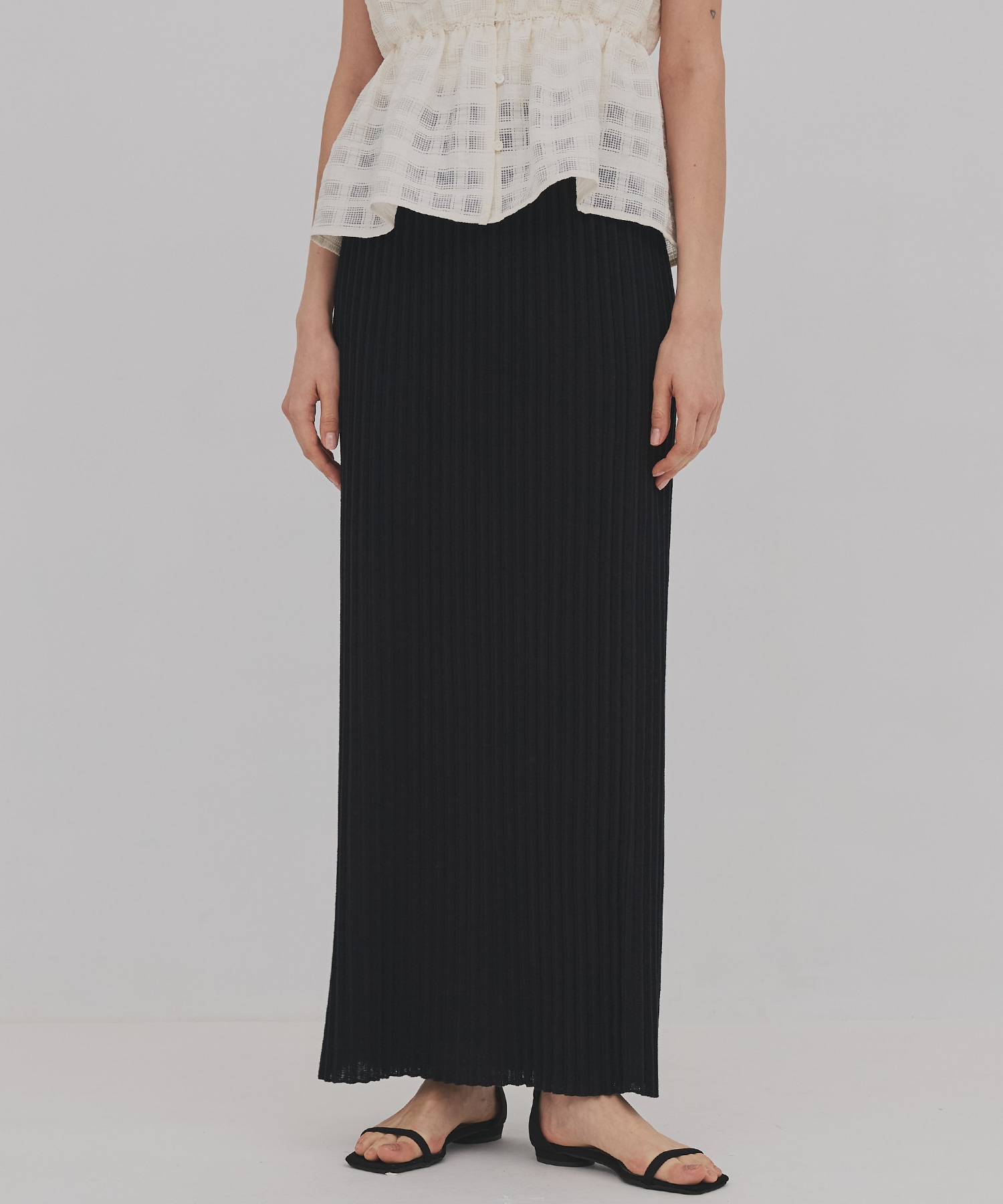 プリーツリブニットタイトスカート