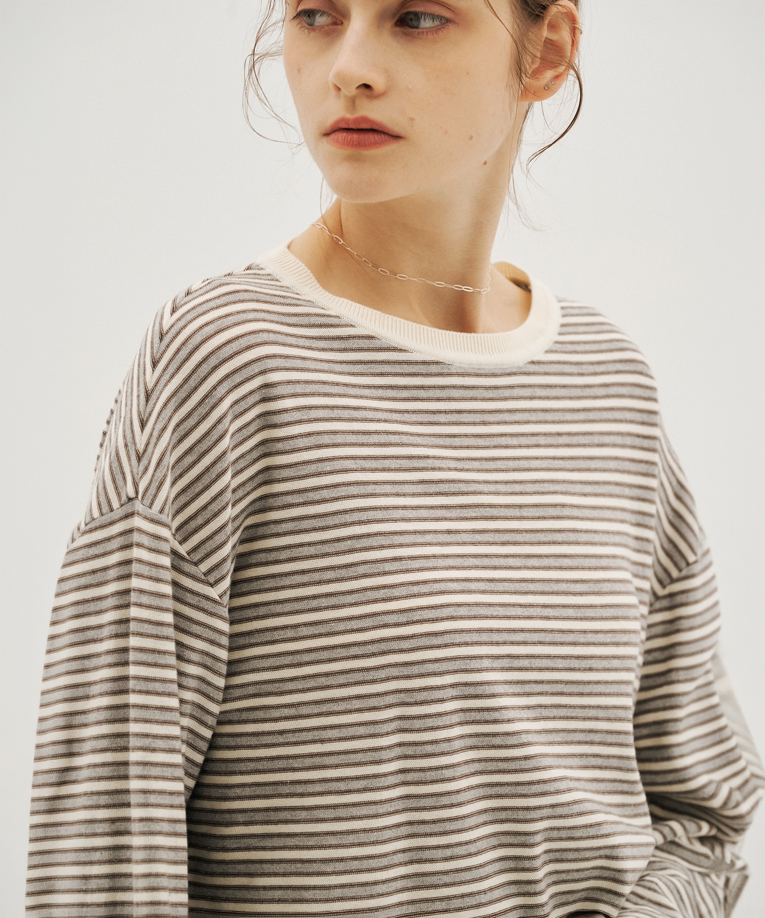 【WEB先行】ボーダークルーネックニットTEE