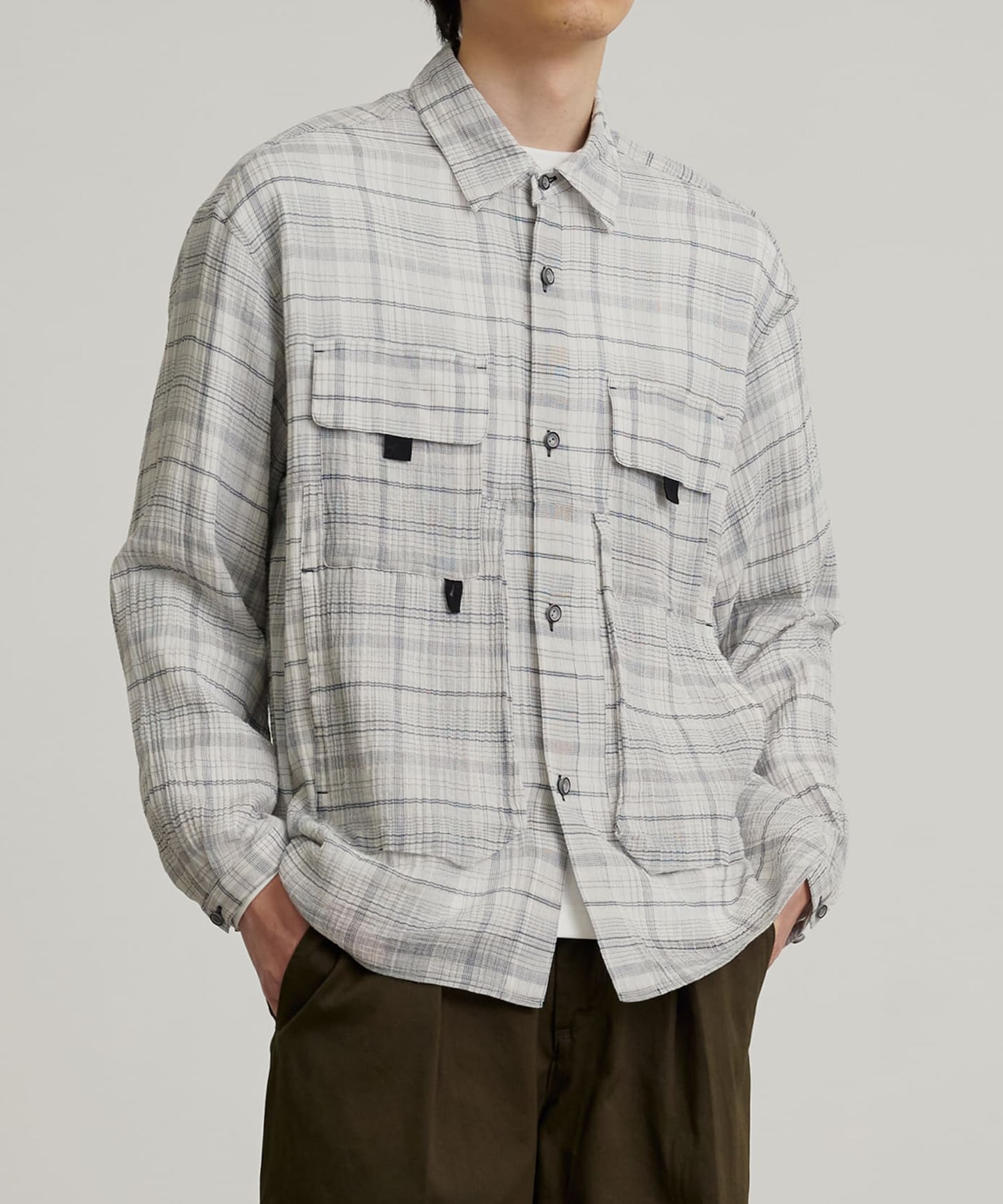 クレープシアーフィッシングシャツ