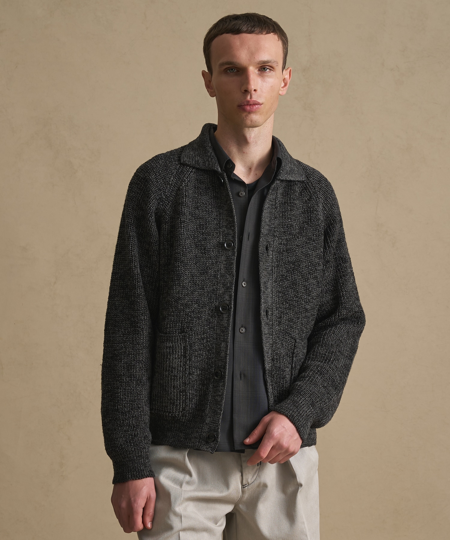 メランジポロカーディガン