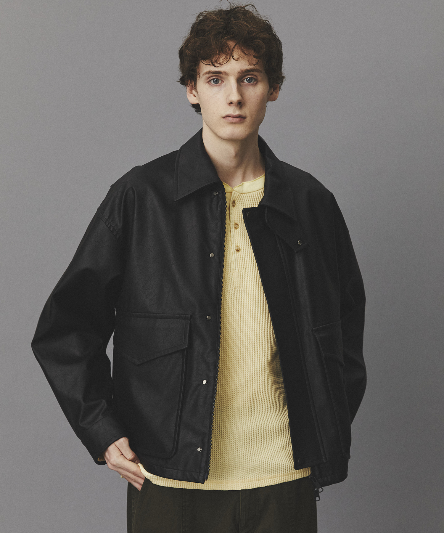 ヴィンテージフェイクレザーブルゾン