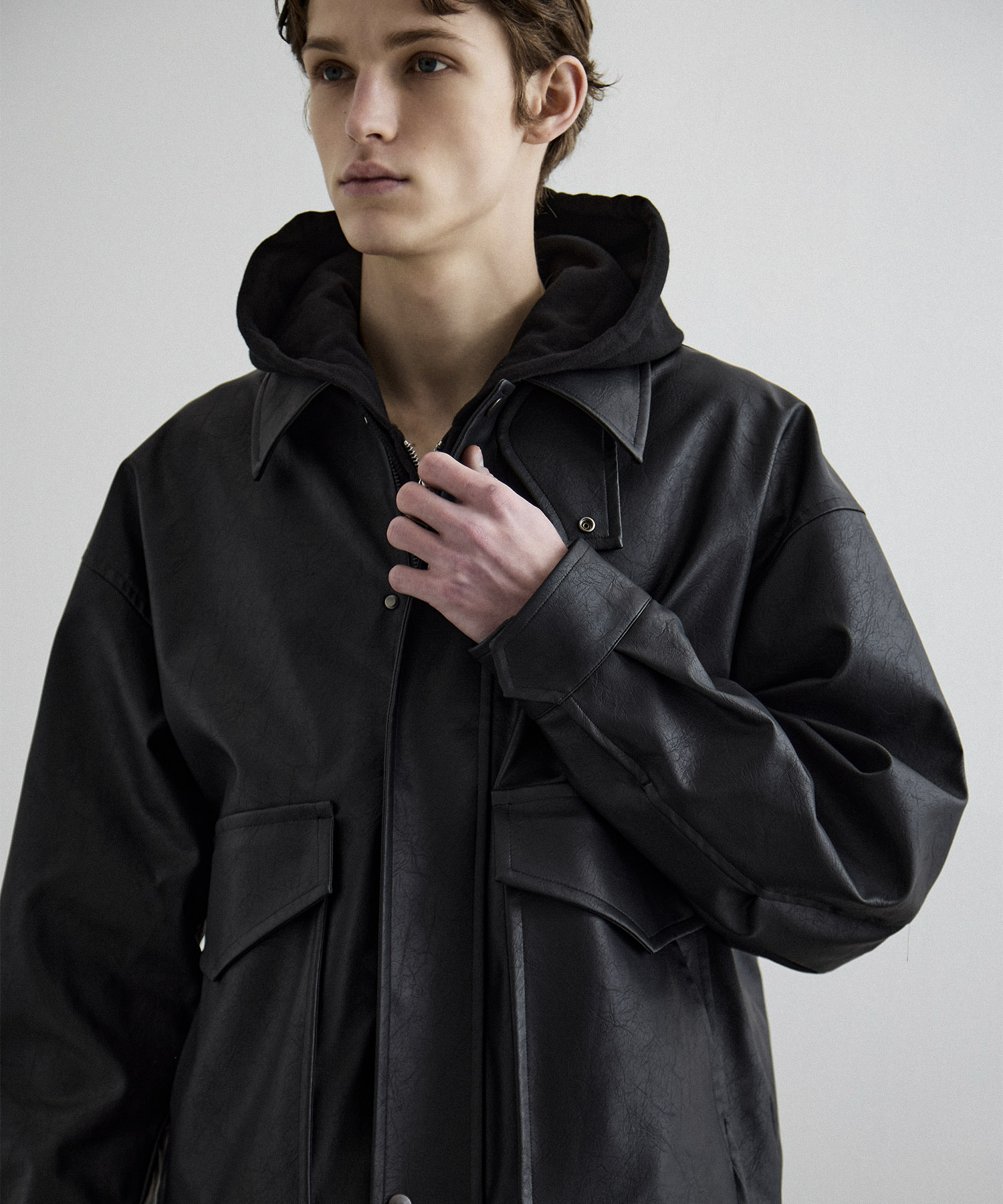 ヴィンテージフェイクレザーブルゾン