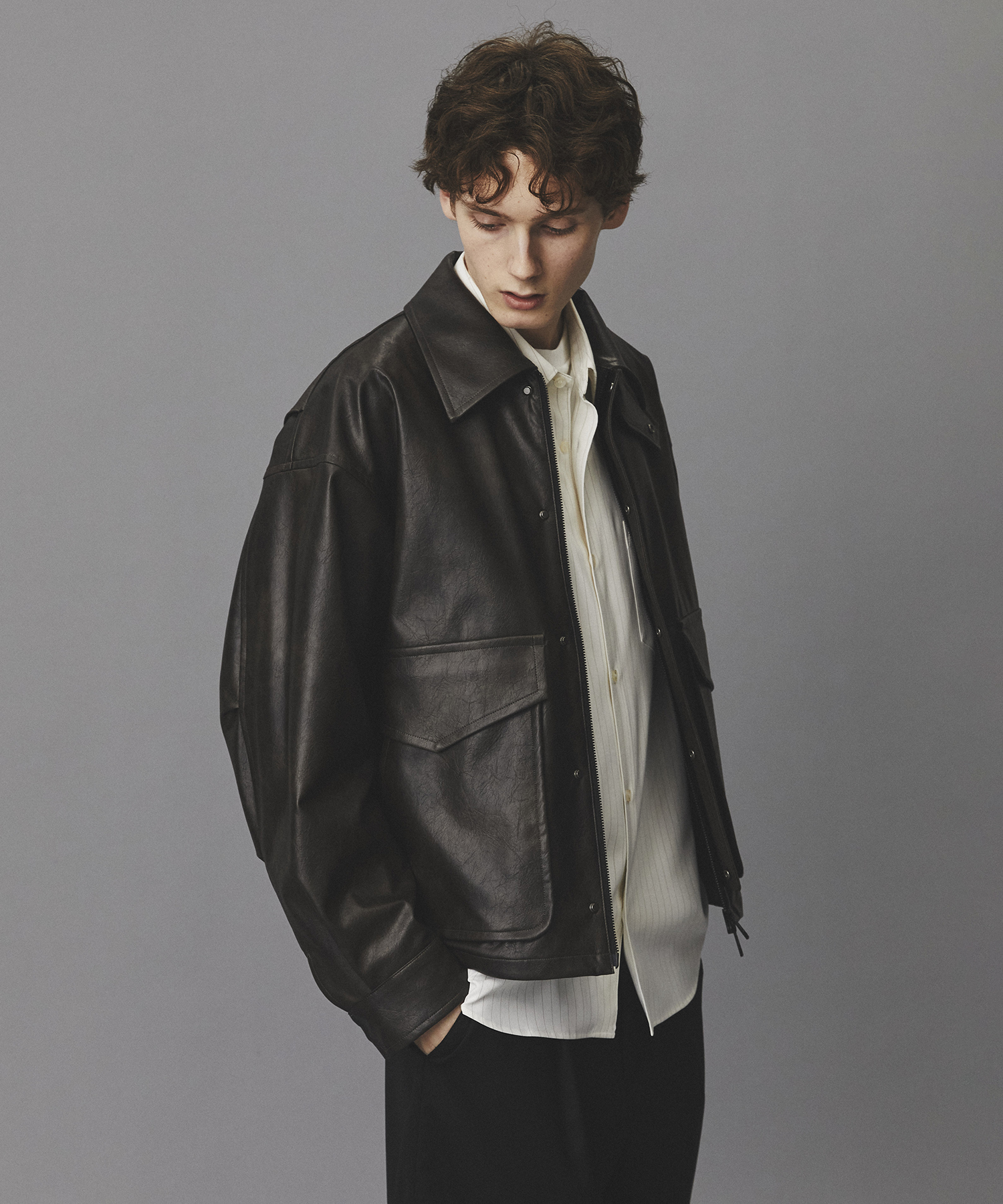 ヴィンテージフェイクレザーブルゾン