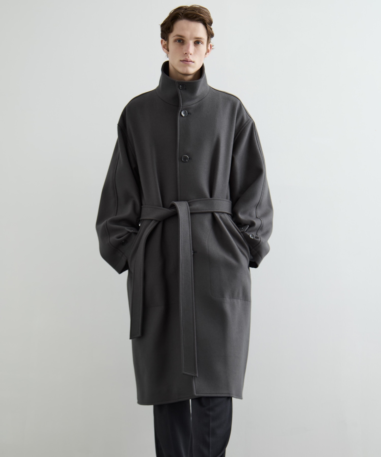 Super140sメルトンオーバーサイズスタンドコート