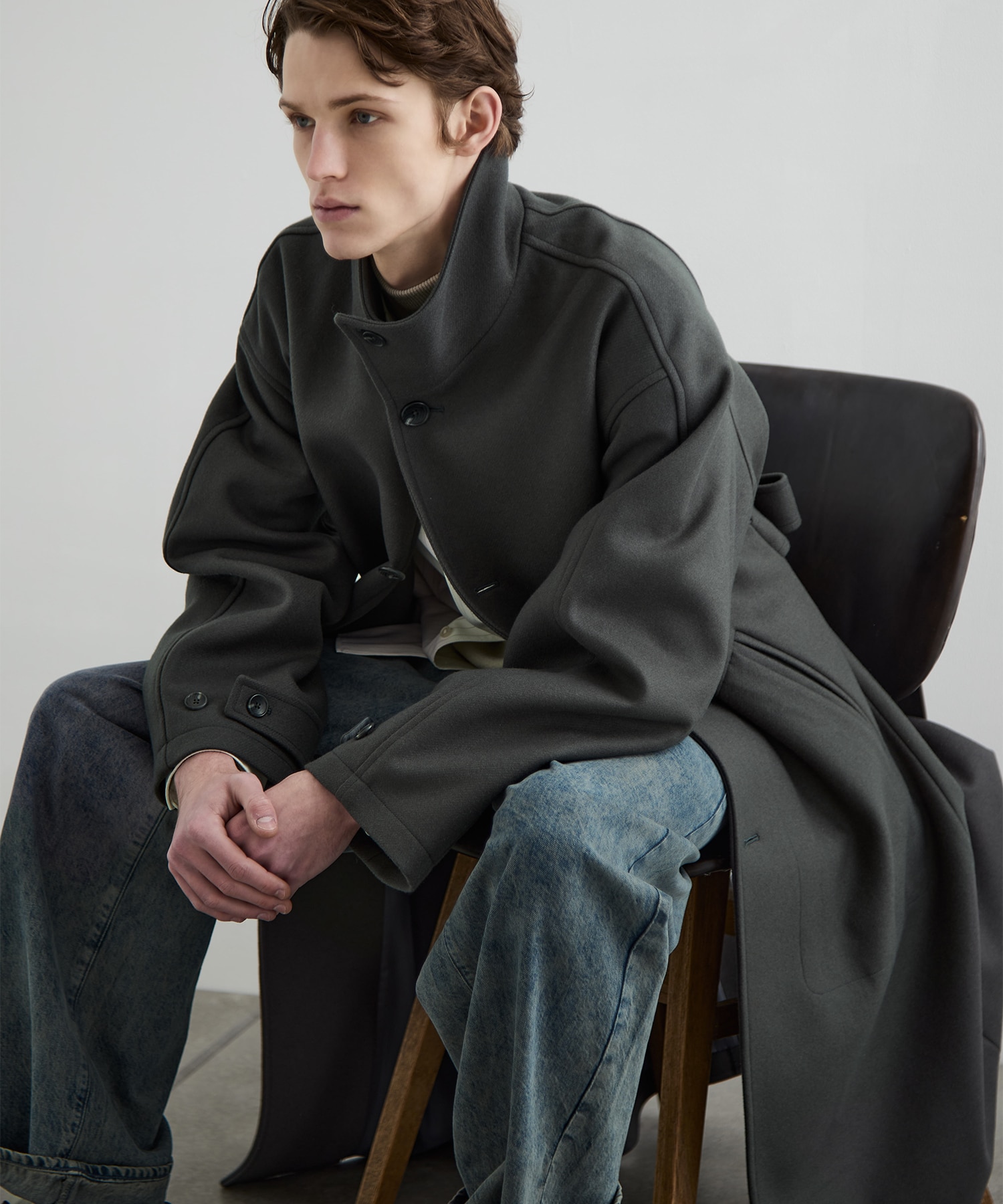 Super140sメルトンスタンドコート