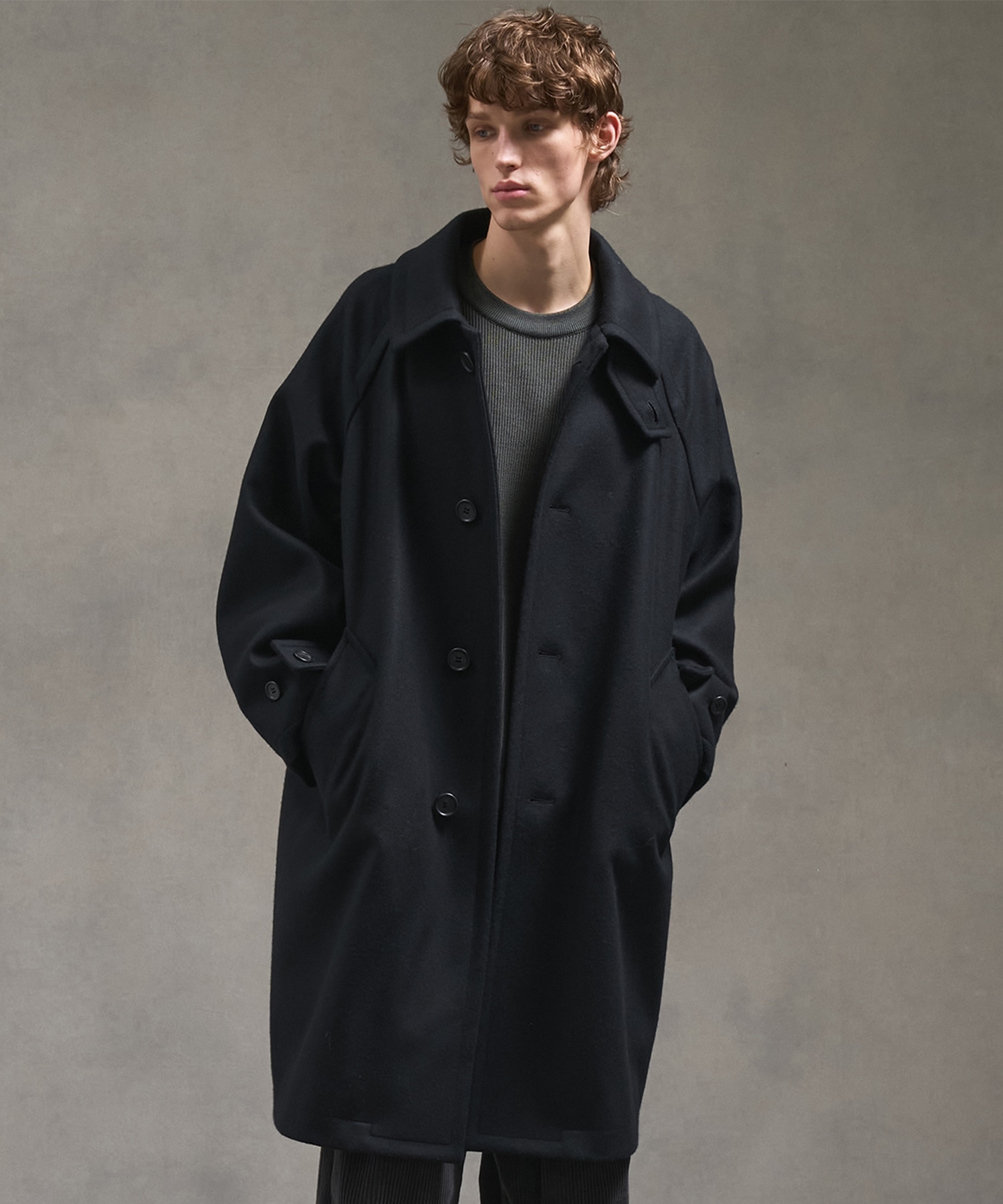 Super140s メルトンオーバーサイズバルカラーコート