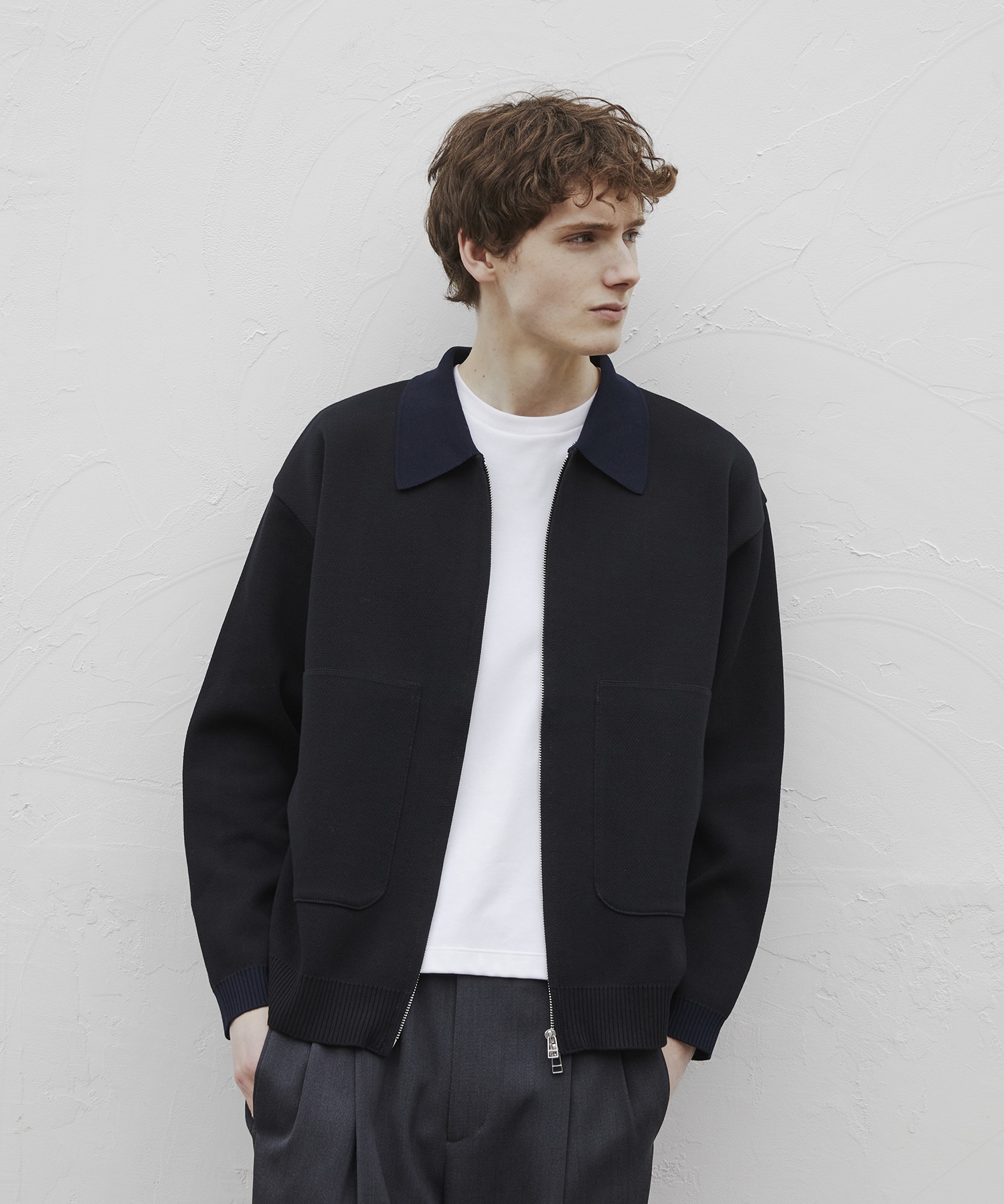 ジップビッグポケットポロカーデ